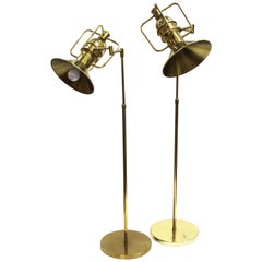 Modern Brass Floor Lamps with Adjustable Heads and Handles Modern Brass Floor Lamps with Adjustable Heads and Handles