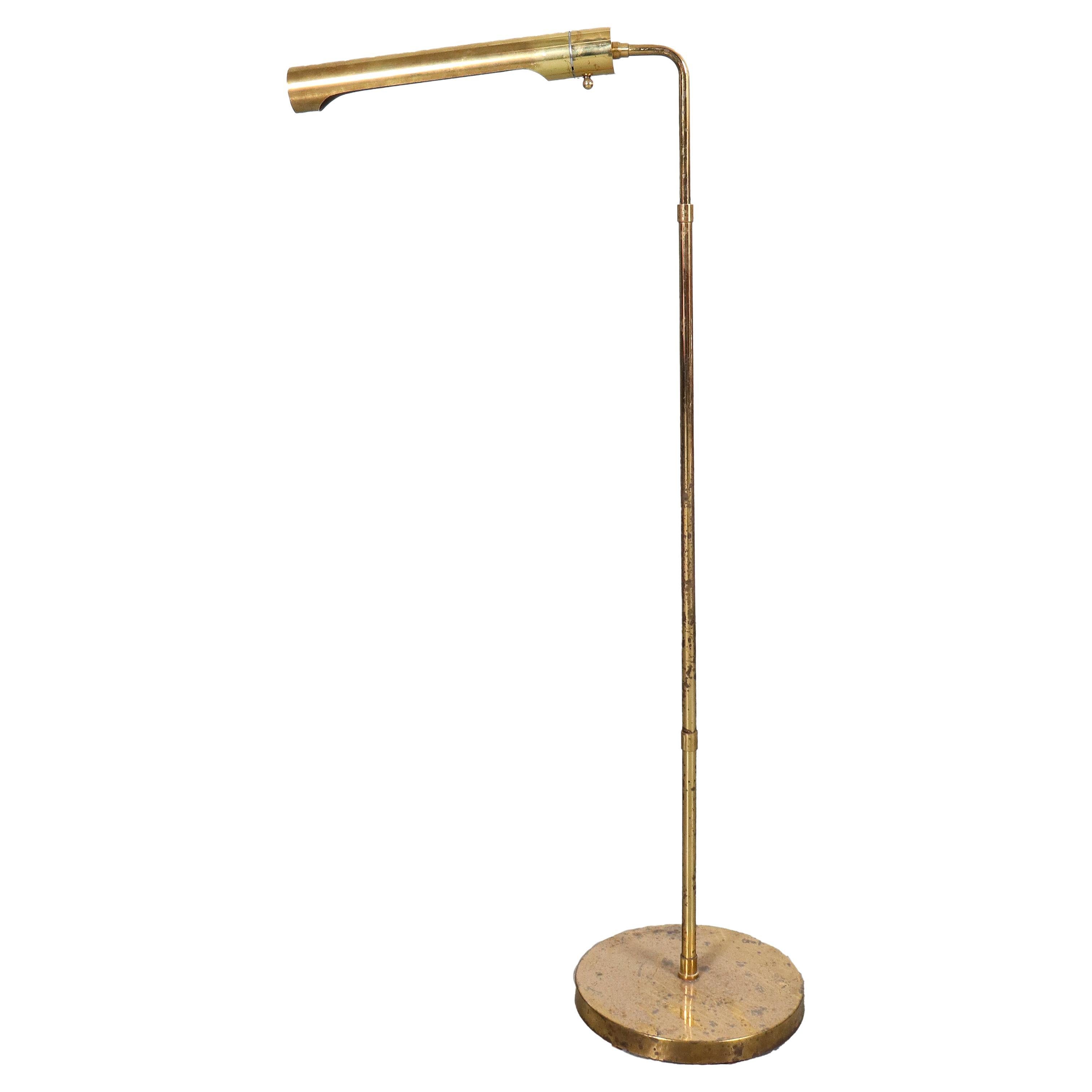 Modern Brass Floor Reading Lamp For Sale