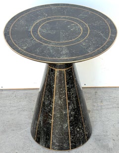 Modern Brass-Inlaid Tessellated Marble Side Table, Attributed to Maitland Smith