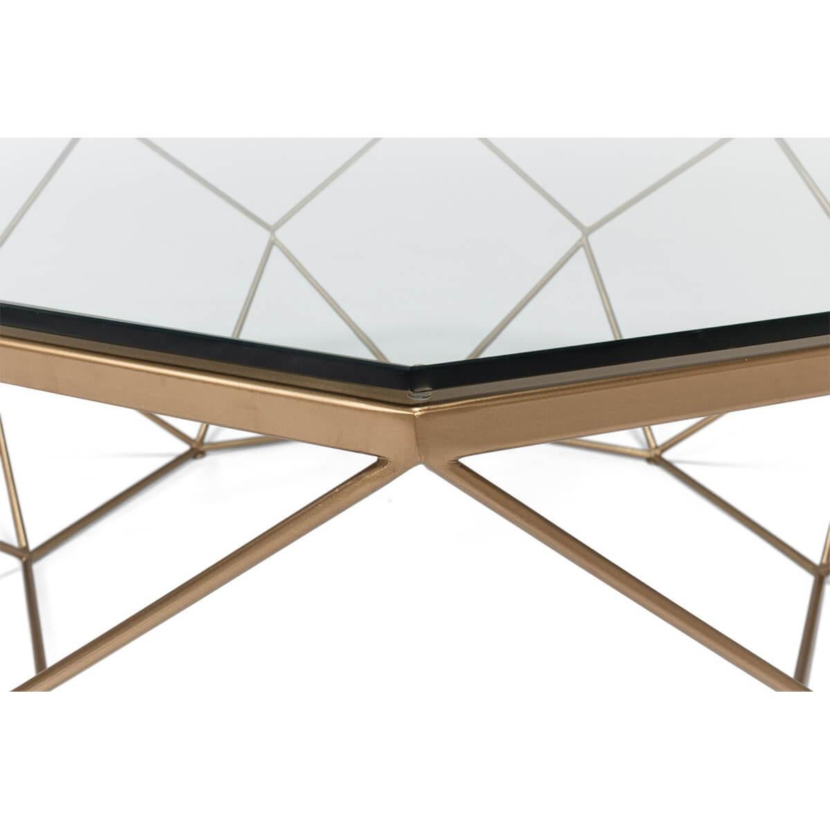 Modern Brass Octagonal Coffee Table In New Condition In Westwood, NJ