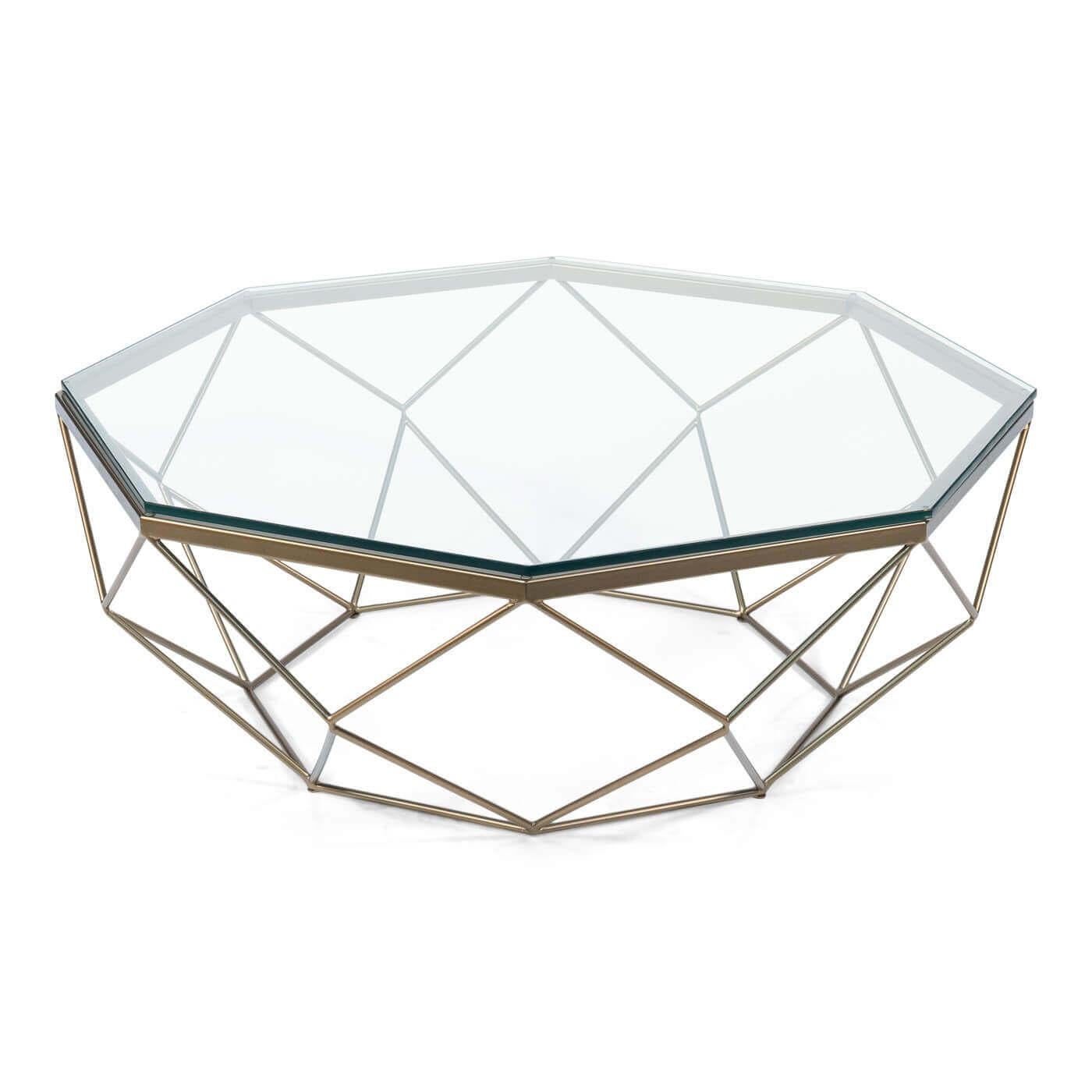 Contemporary Modern Brass Octagonal Coffee Table