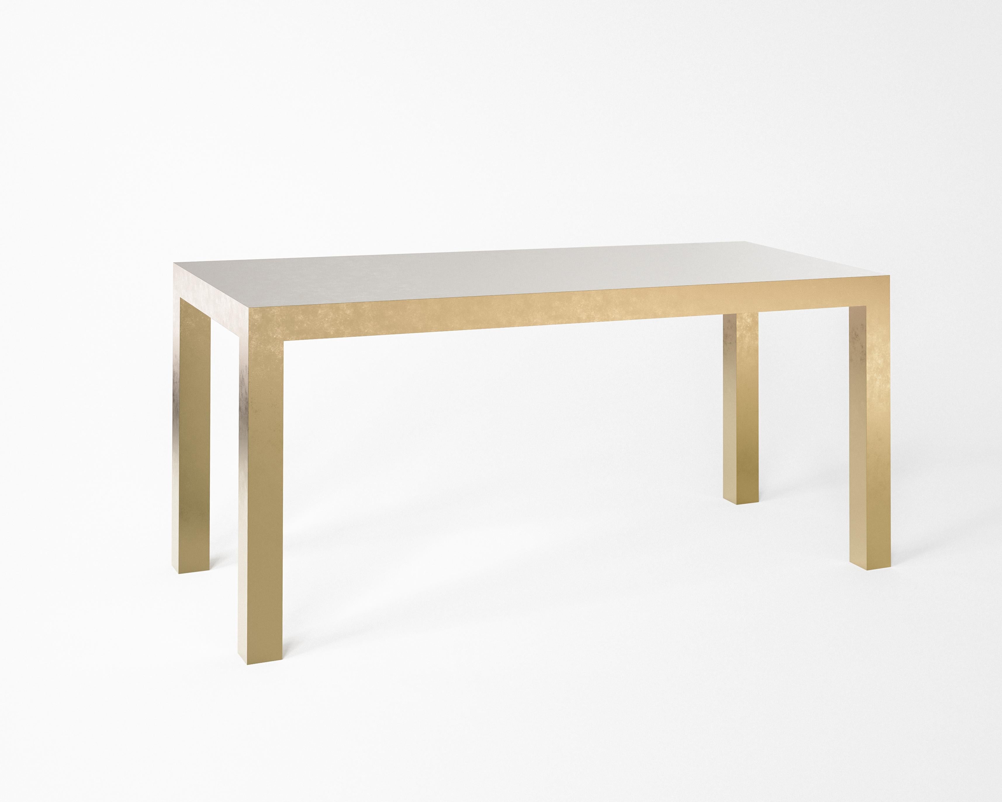 Hand-Crafted Modern Brass Parsons Table by Edelman New York For Sale