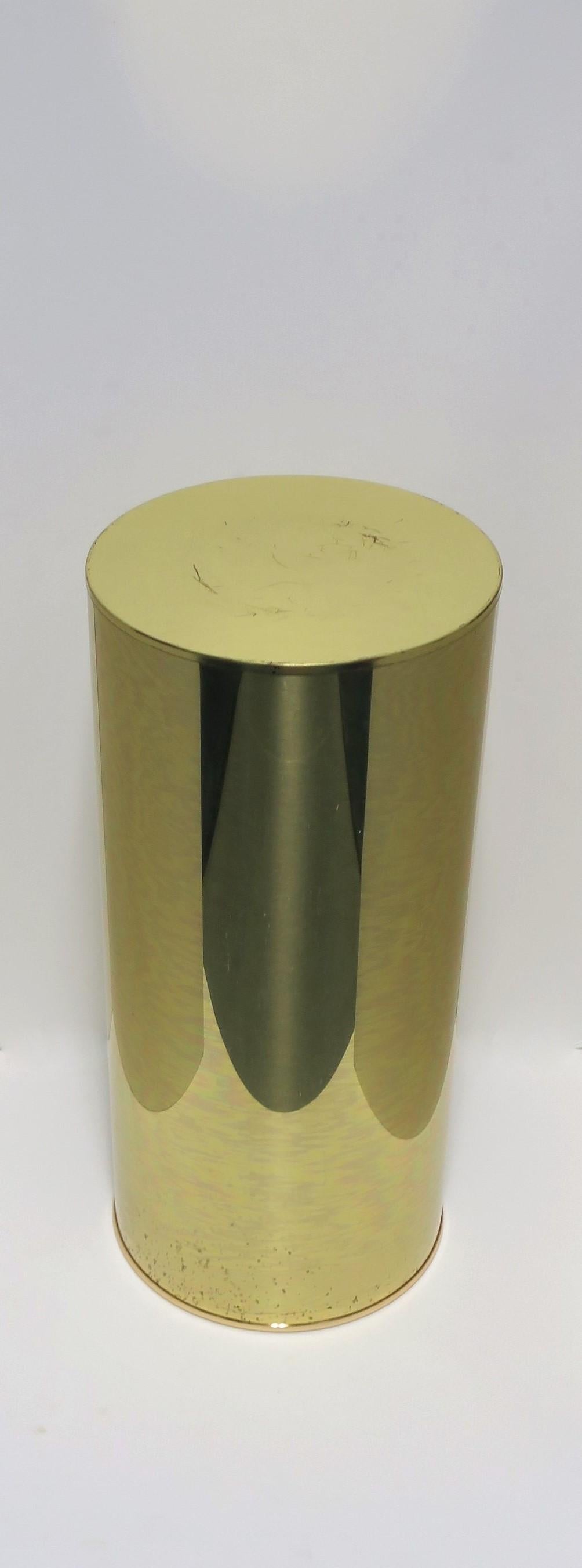 American Modern Brass Pedestal Column Pillar Stand Signed by Designers C. Jere For Sale