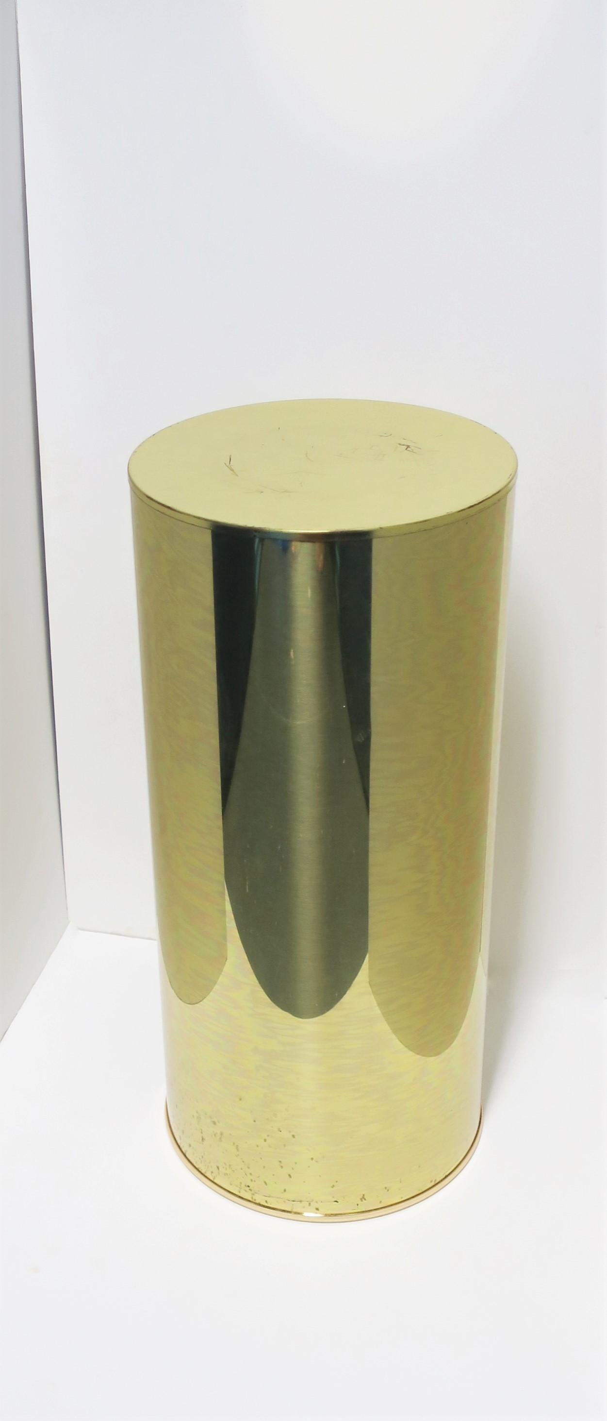 Plated Modern Brass Pedestal Column Pillar Stand Signed by Designers C. Jere For Sale