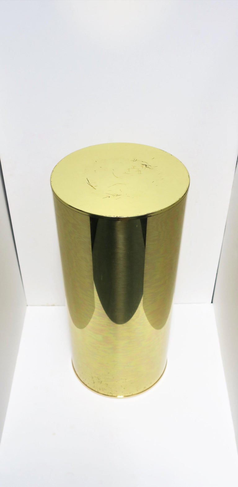 Late 20th Century Modern Brass Pedestal Column Pillar Stand Signed by Designers C. Jere For Sale