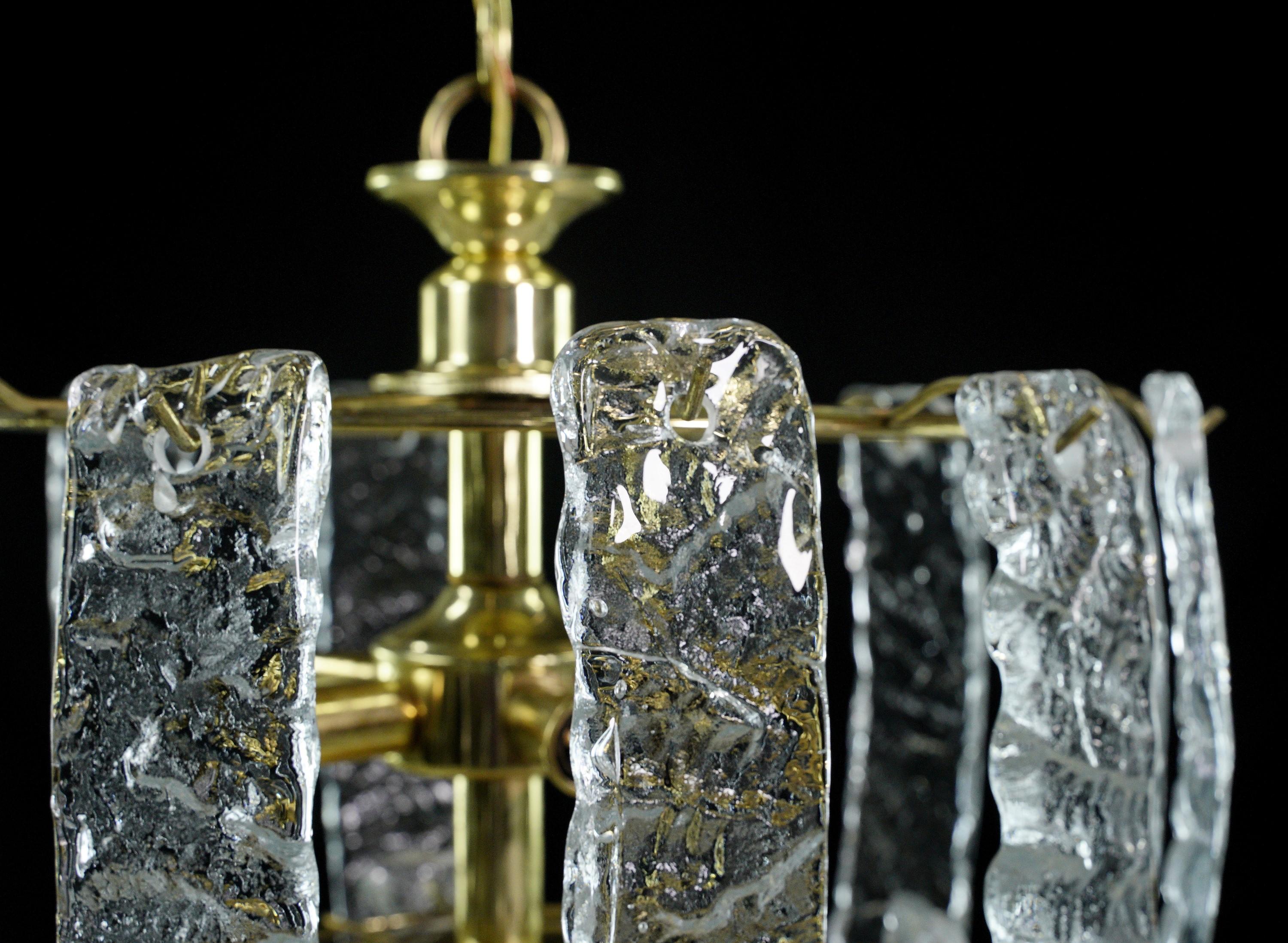Modern Brass Steel Cascade Glass Shade Chandelier For Sale 5