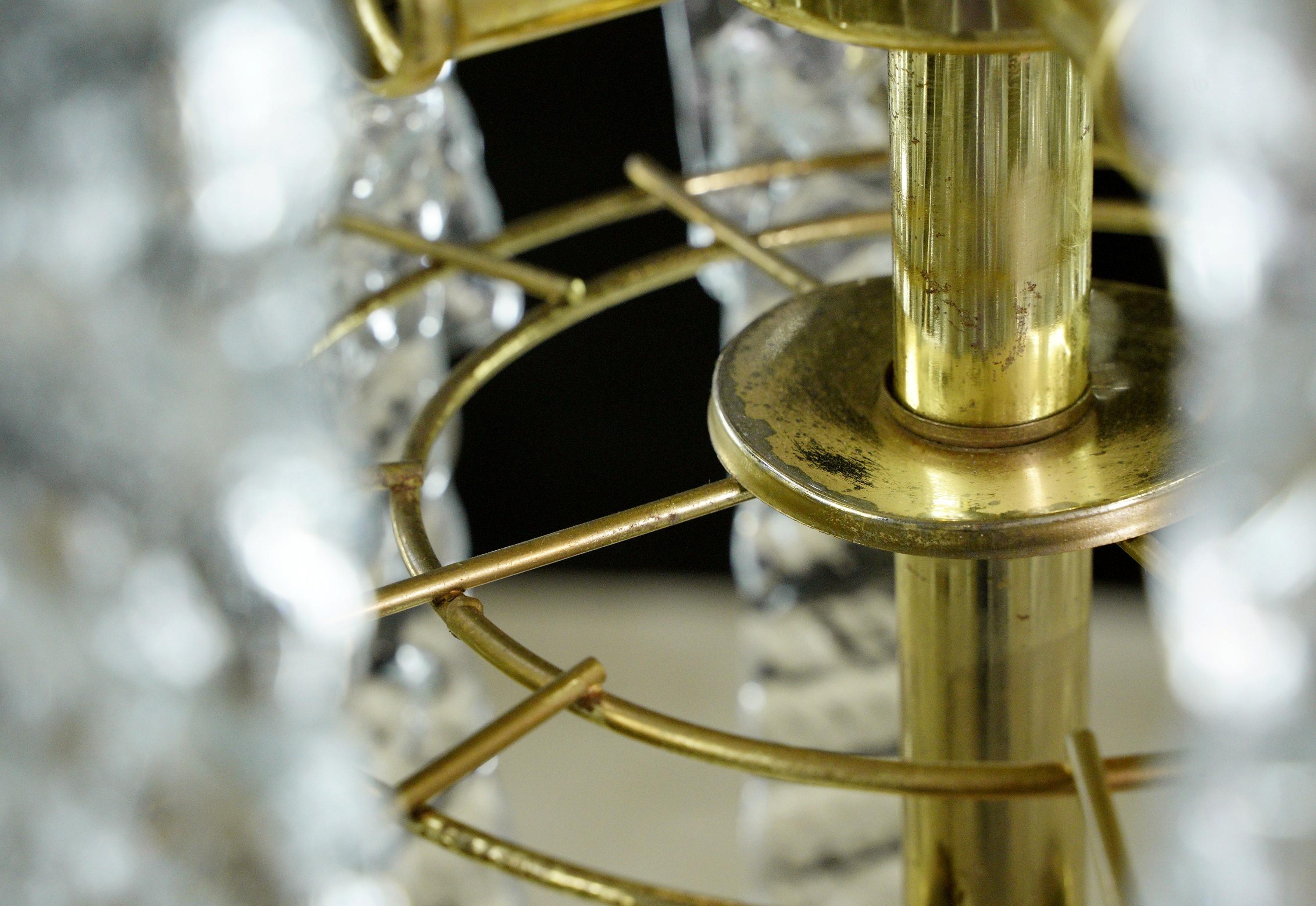Modern Brass Steel Cascade Glass Shade Chandelier For Sale 9