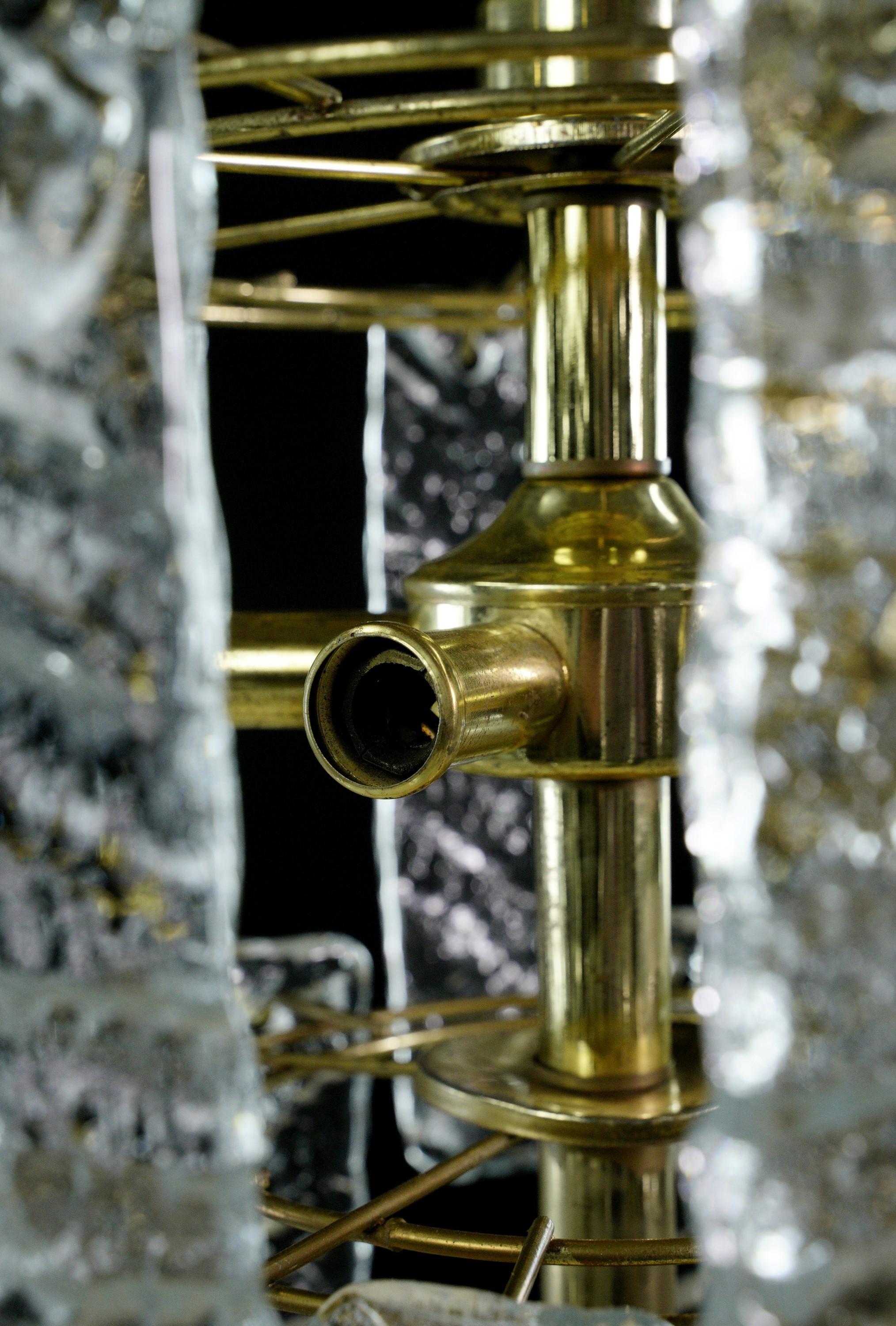 Modern Brass Steel Cascade Glass Shade Chandelier For Sale 2