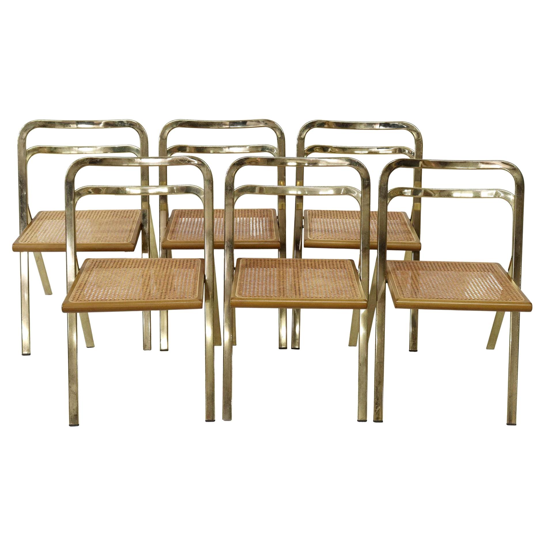 Chaises pliantes italiennes modernes en laiton par Giorgio Cattelan Cideu, 1970
