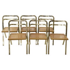 Sedie Foldes moderne in ottone e rattan di Giorgio Cattelan Cideu, anni '70