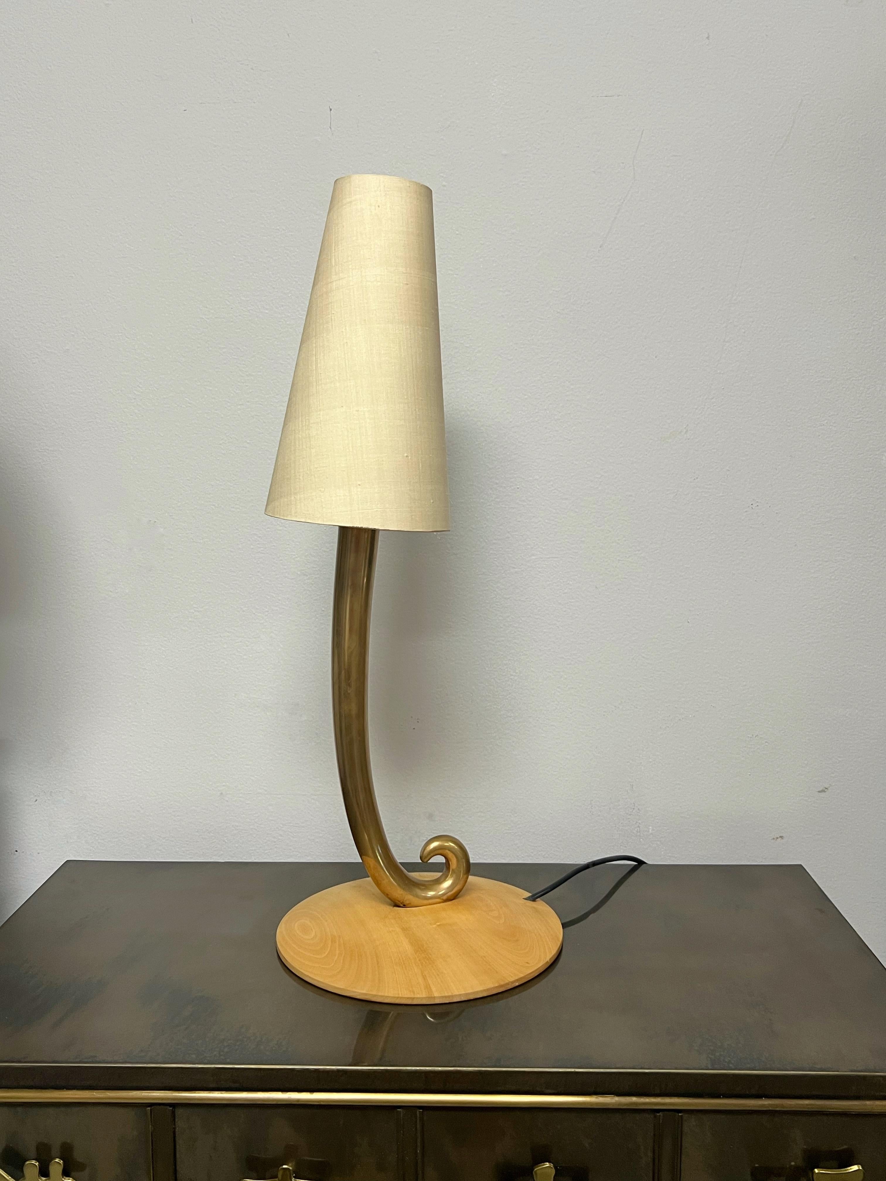 Modern Brass Scroll Pair of Table Lamps Germany For Sale 4