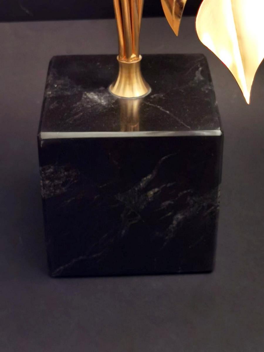 Italian Modern Brass Sculpture Mounted on Black Marble Marquinia  9