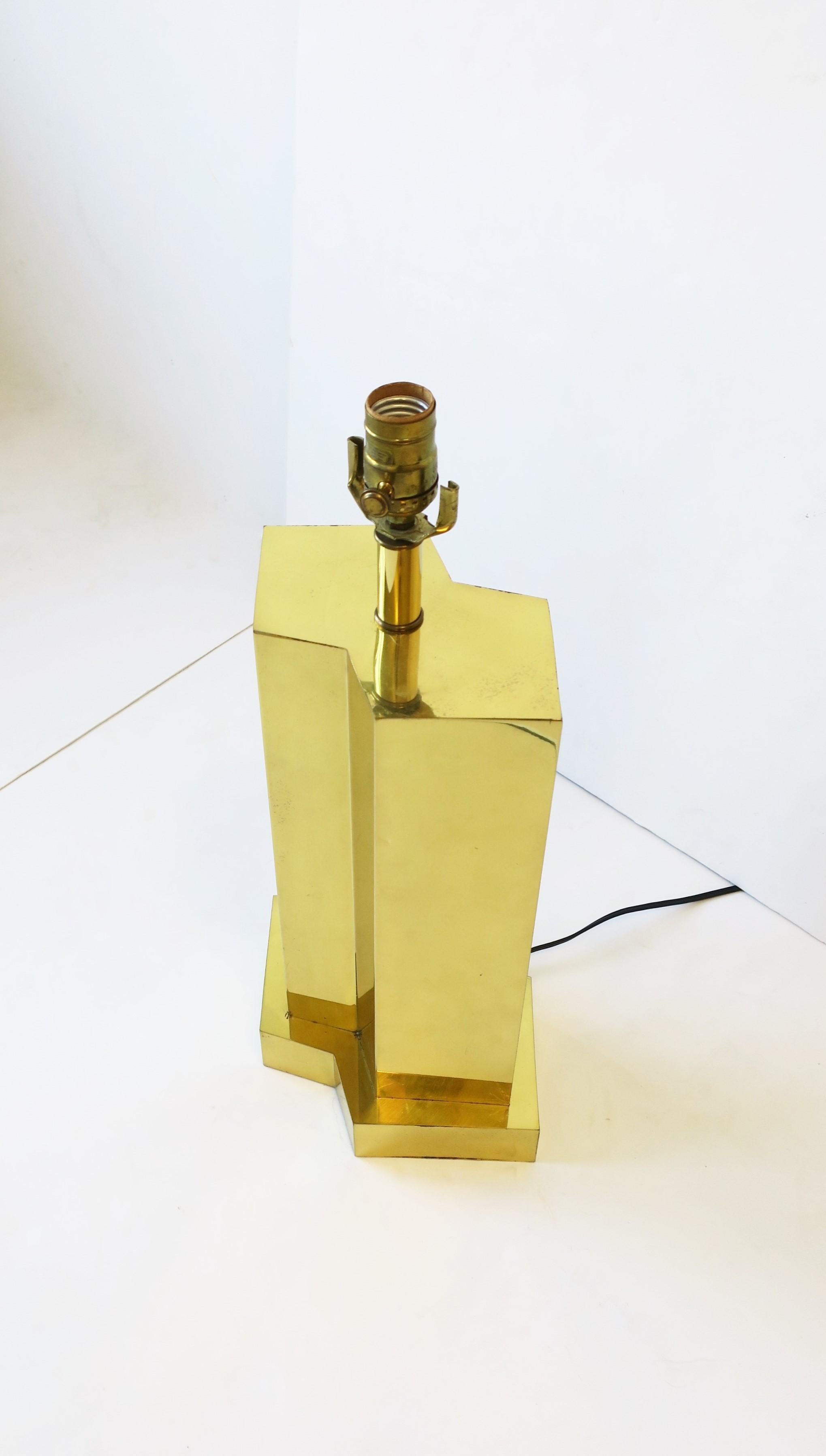 Plated '70s Modern Postmodern Brass Desk or Table Lamp, circa 1970s For Sale