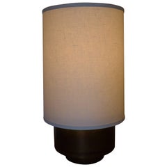 Modern Brass Table Lamp with Linen Shade by Paul Marra Modern Brass Table Lamp with Linen Shade by Paul Marra