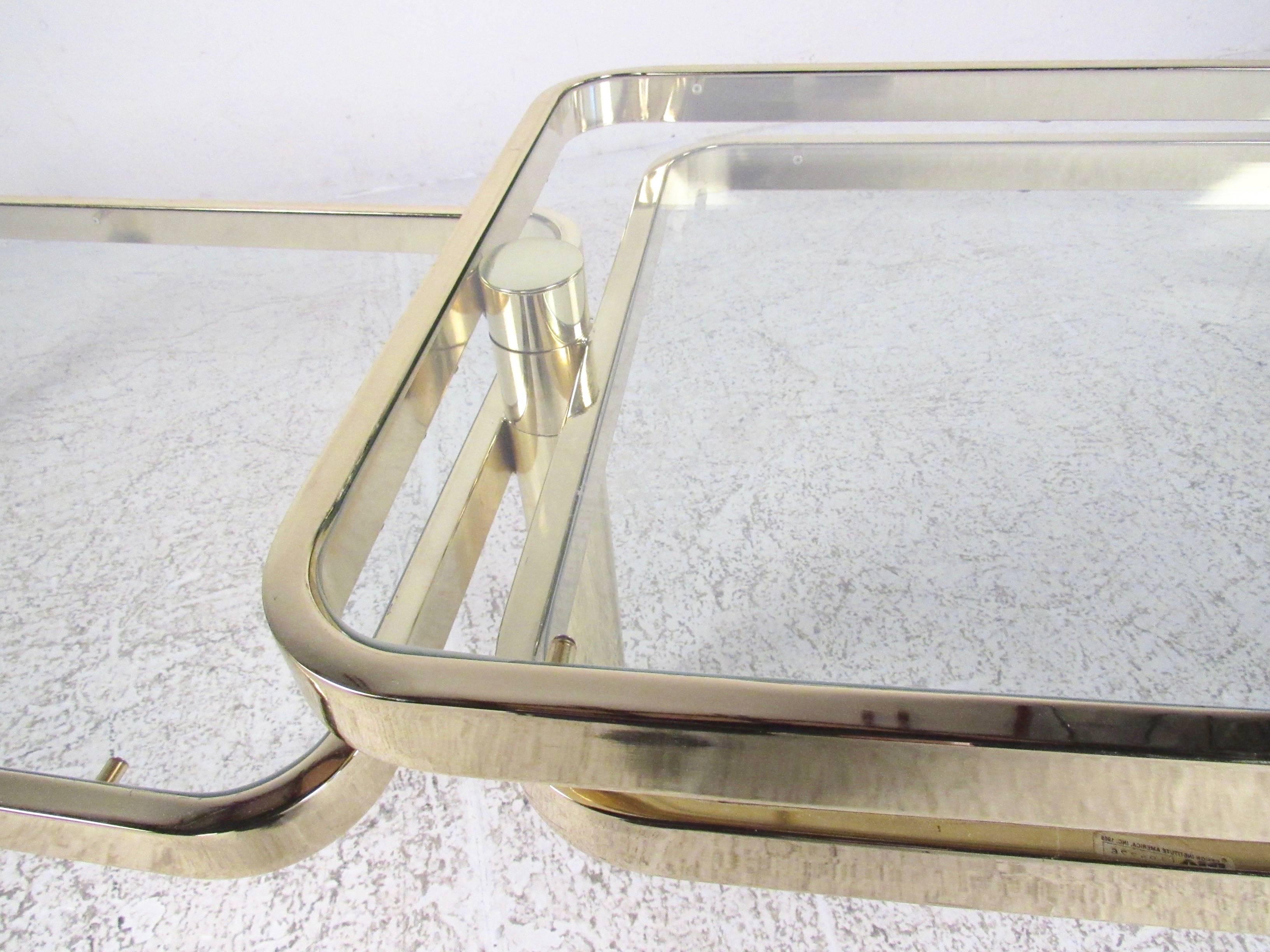 American Modern Brass Three-Tier Coffee Table by DIA
