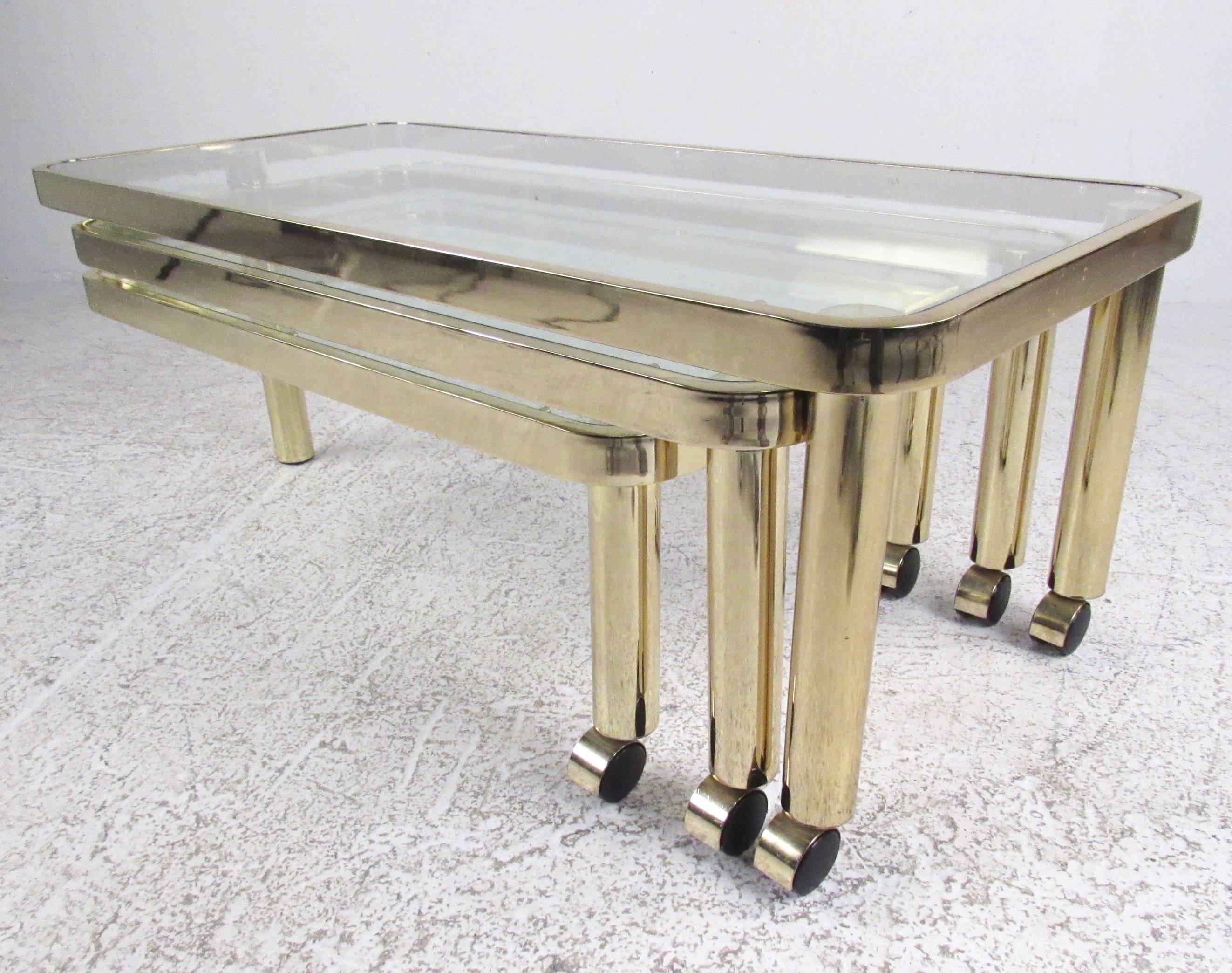 Modern Brass Three-Tier Coffee Table by DIA In Good Condition In Brooklyn, NY