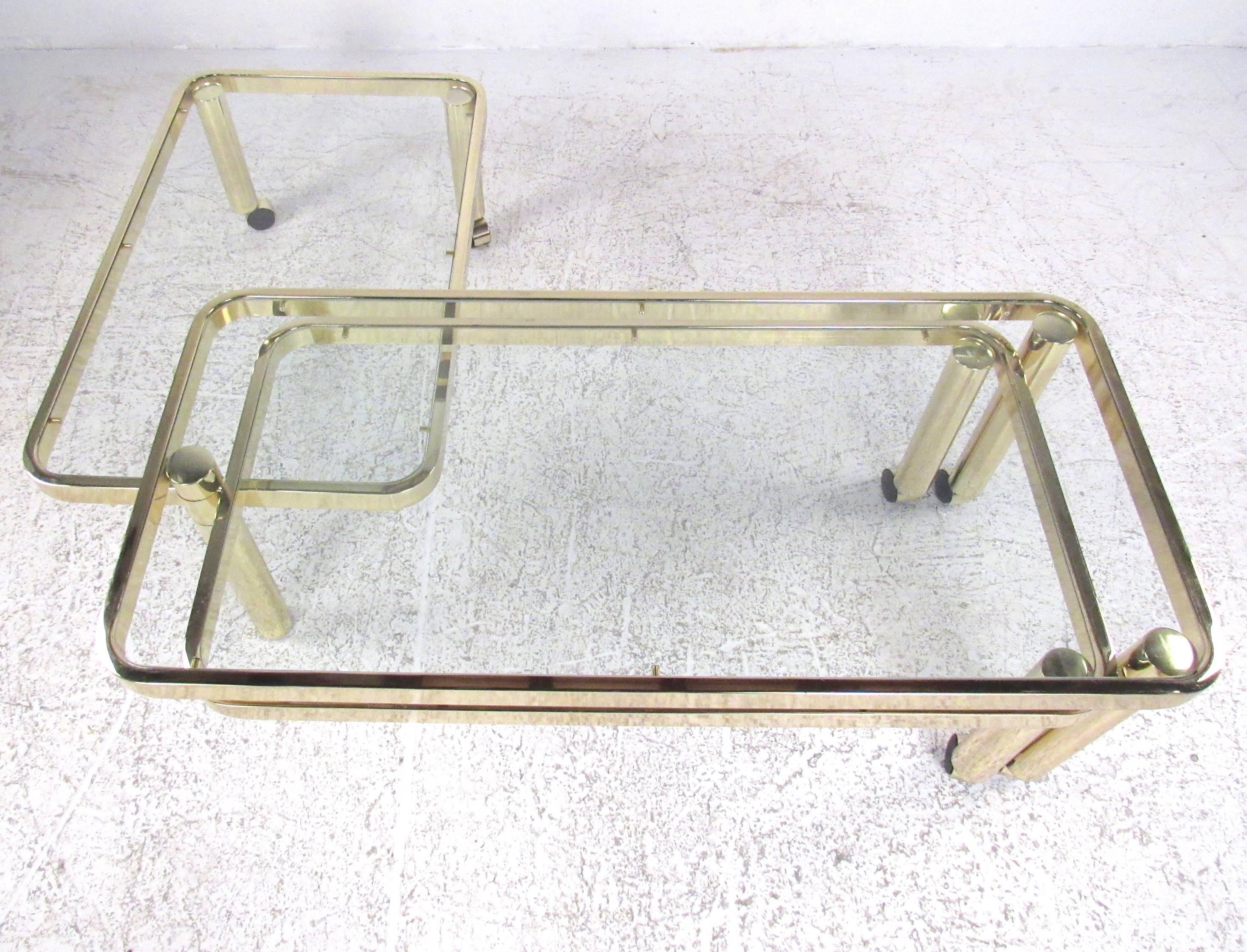 Late 20th Century Modern Brass Three-Tier Coffee Table by DIA