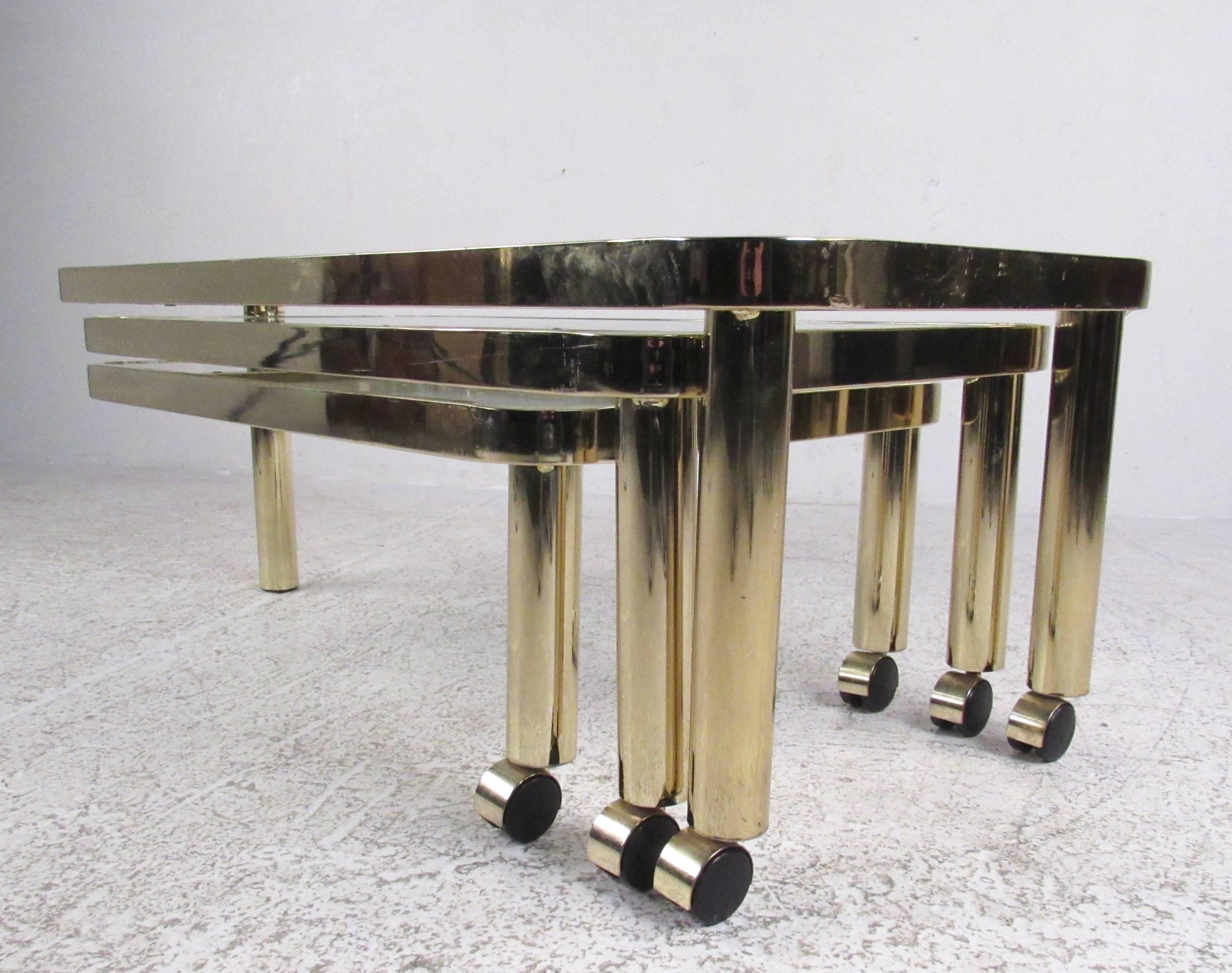 Modern Brass Three-Tier Coffee Table by DIA 1