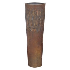 Modern Brass Vase with Abstract Impressions Signed by Shatsby 