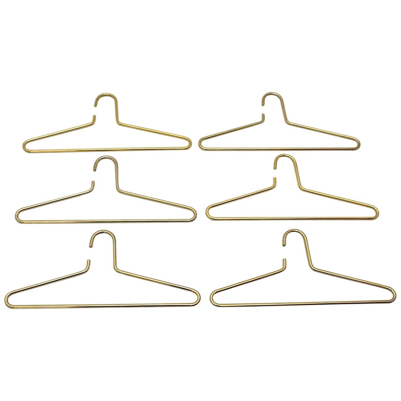 Modern Brass Vintage Set of Six Cloth Hangers Austria, 1970s For Sale