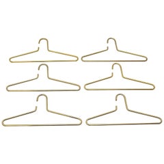 Modern Brass Vintage Set of Six Cloth Hangers Austria:: 1970s