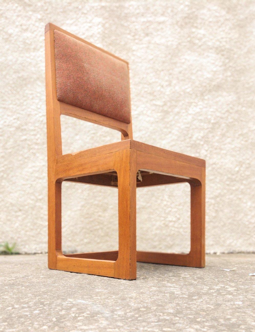Modern Brazilian 70s Solid Cherry Wood Chairs, Set of 6 10