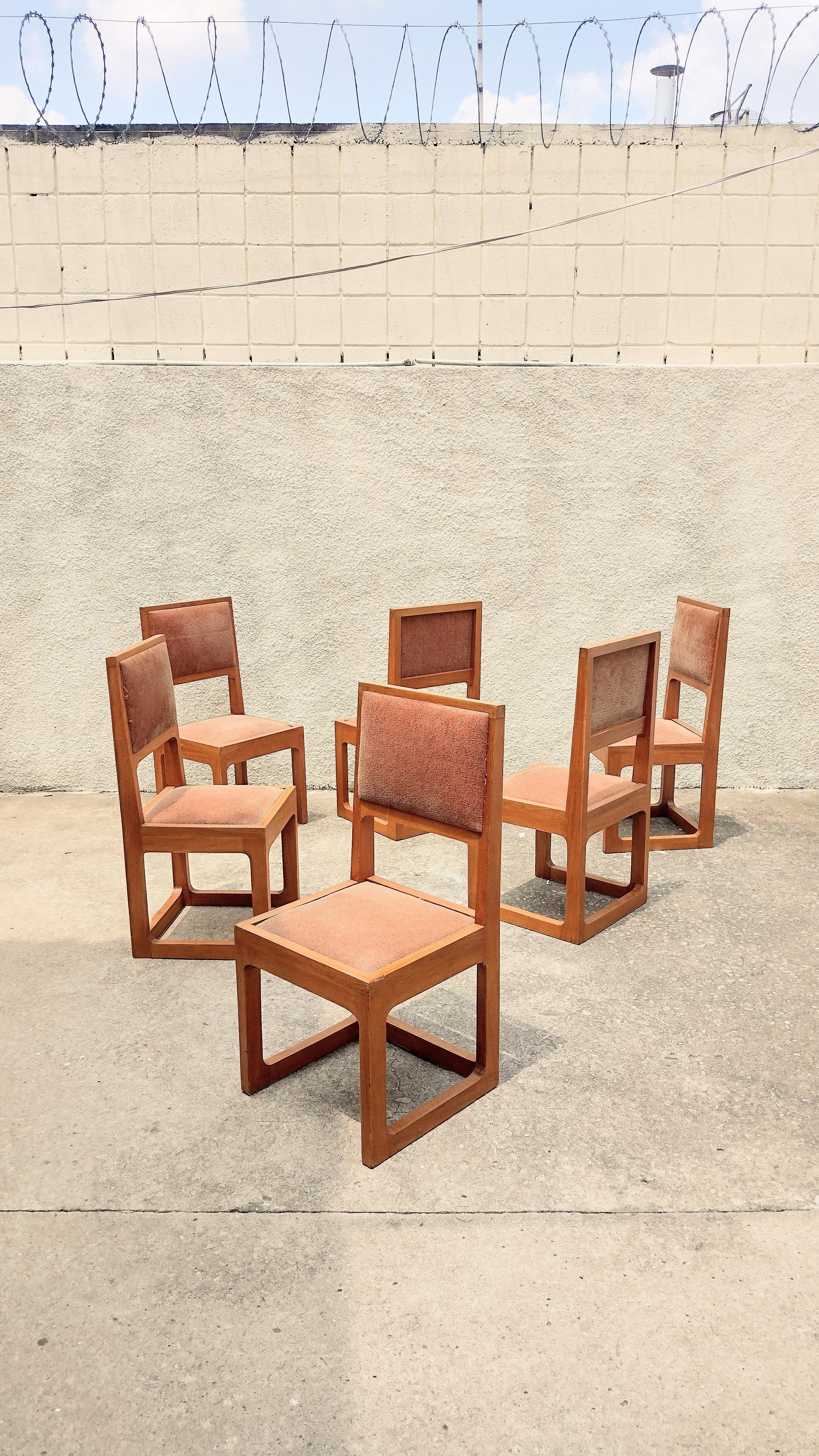 Modern Brazilian 70s Solid Cherry Wood Chairs, Set of 6 11