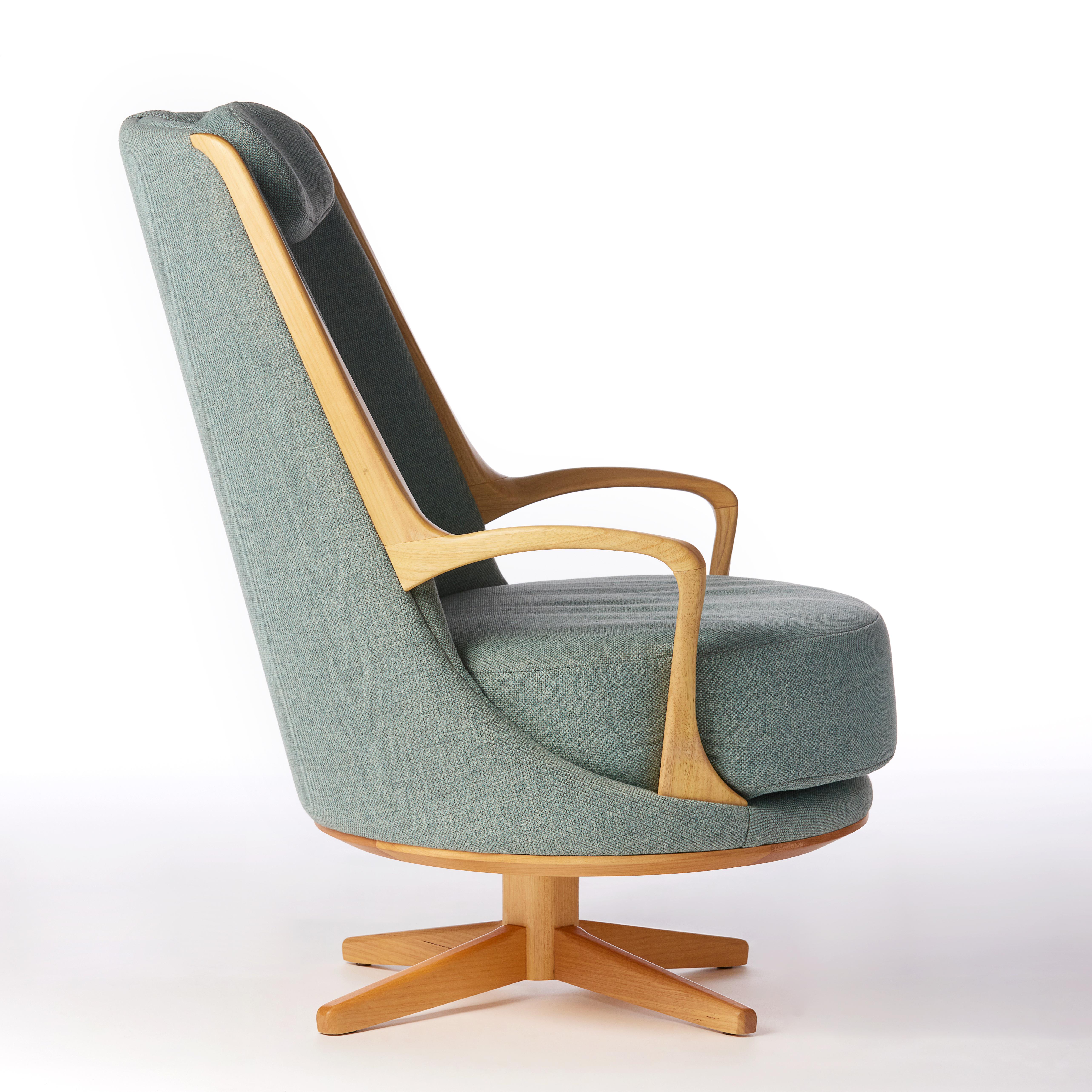 Contemporary Modern Brazilian Armchair in Solid Wood, Textiles or Leathers For Sale