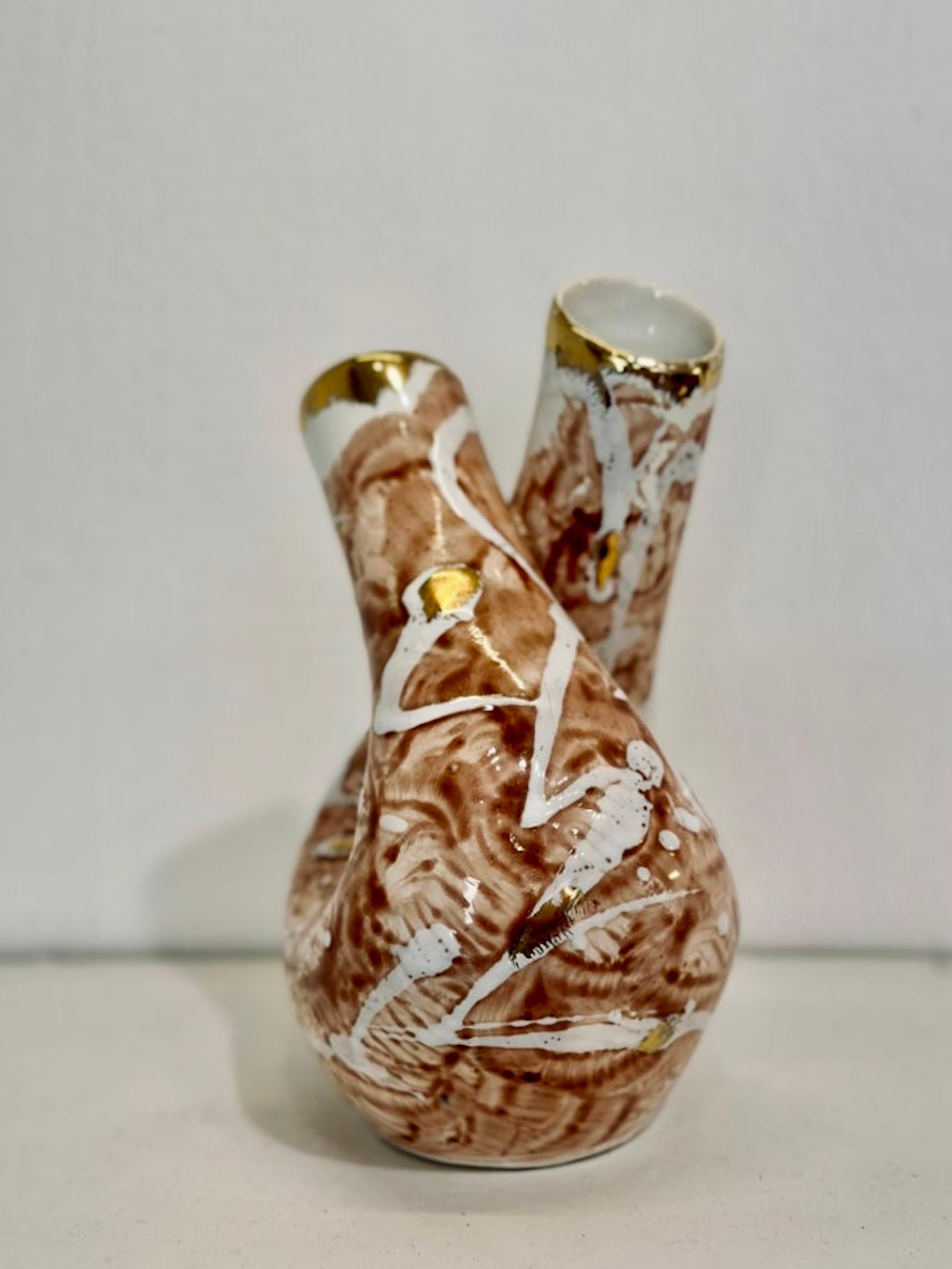 Céramique brésilienne moderne. Vase en céramique, c. 1950. Céramique polychrome émaillée en vente 1