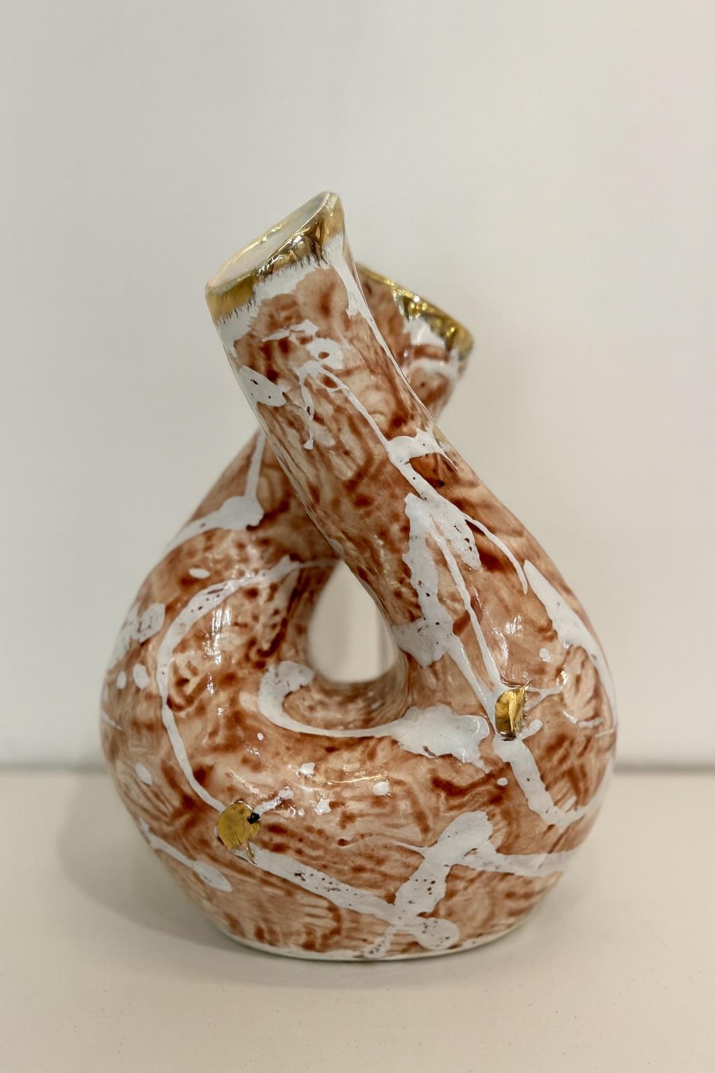 Céramique brésilienne moderne. Vase en céramique, c. 1950. Céramique polychrome émaillée en vente 2