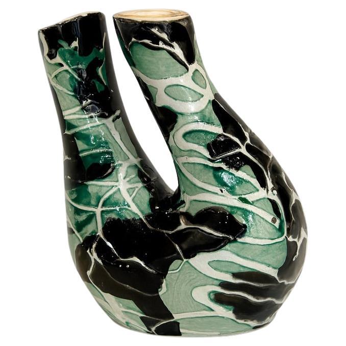 Modern Brazilian Ceramics. Enamelled Ceramic Vase, c. 1950. 18.5 x 15 x 12 cm