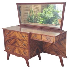 Vintage Modern Brazilian Dressing Table Veneered in Caviúna Wood, 50s