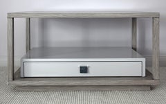 Modern Brazilian Rosewood Nightstand with Lacquered Drawer and Leather Pull