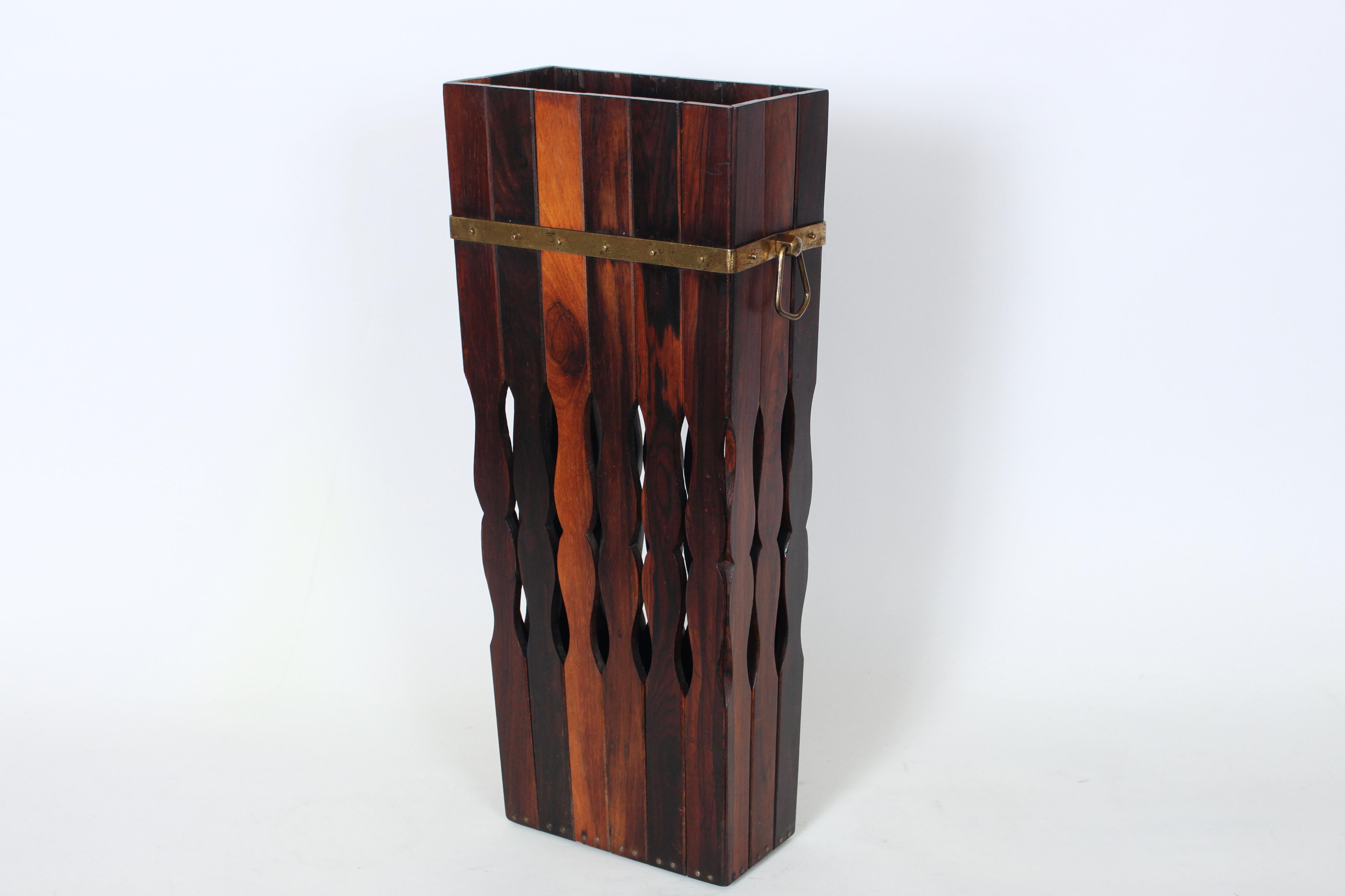 Modern Brazilian Rosewood Umbrella Stand, Cane Stand, Circa 1970 In Good Condition For Sale In Bainbridge, NY