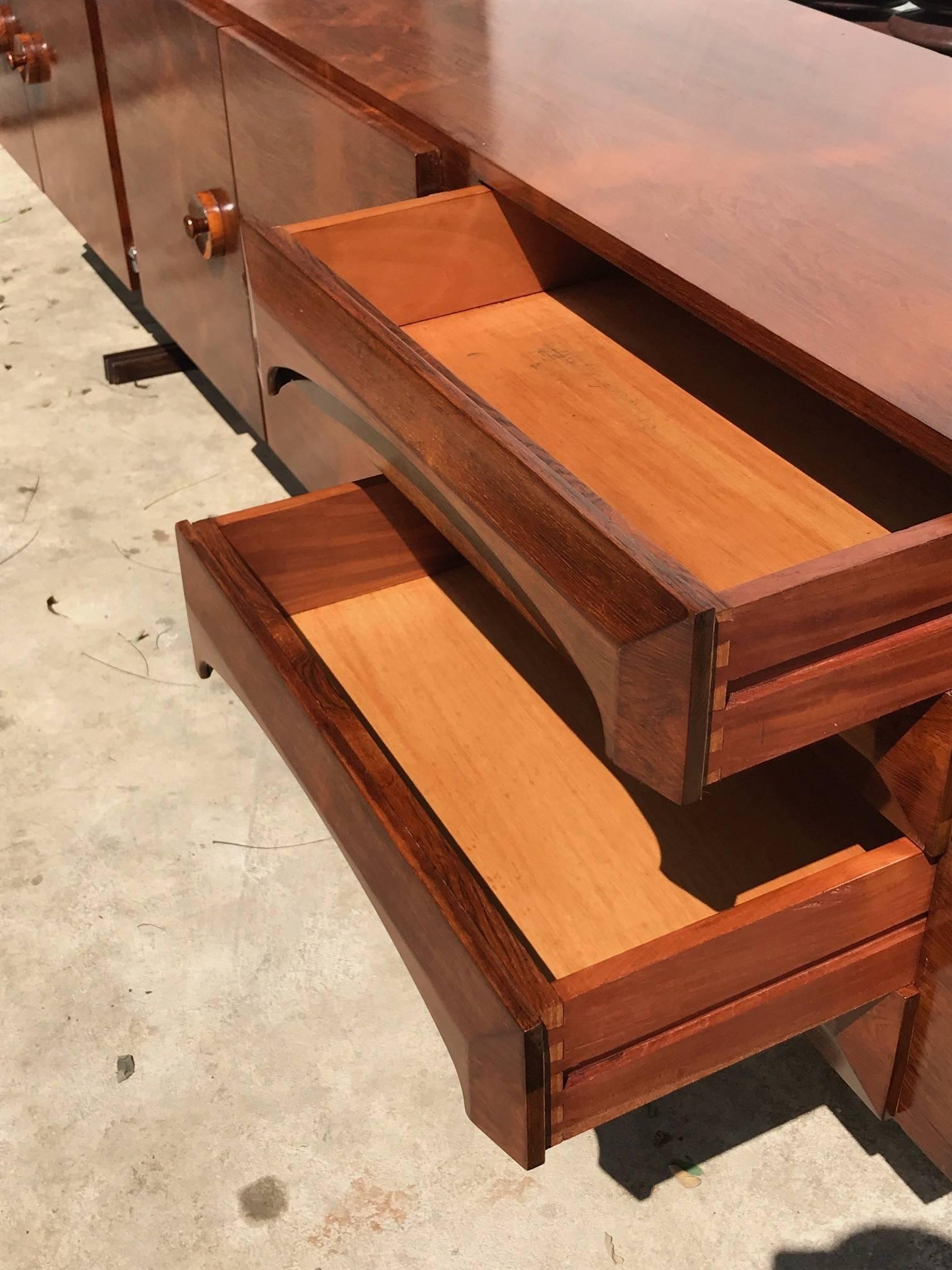 Wood Modern Brazilian Sideboard Made of Rosewood 