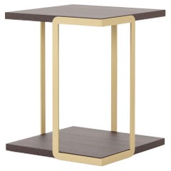 Modern Bridge Side Table made with wood and brass, Handmade by Stylish Club