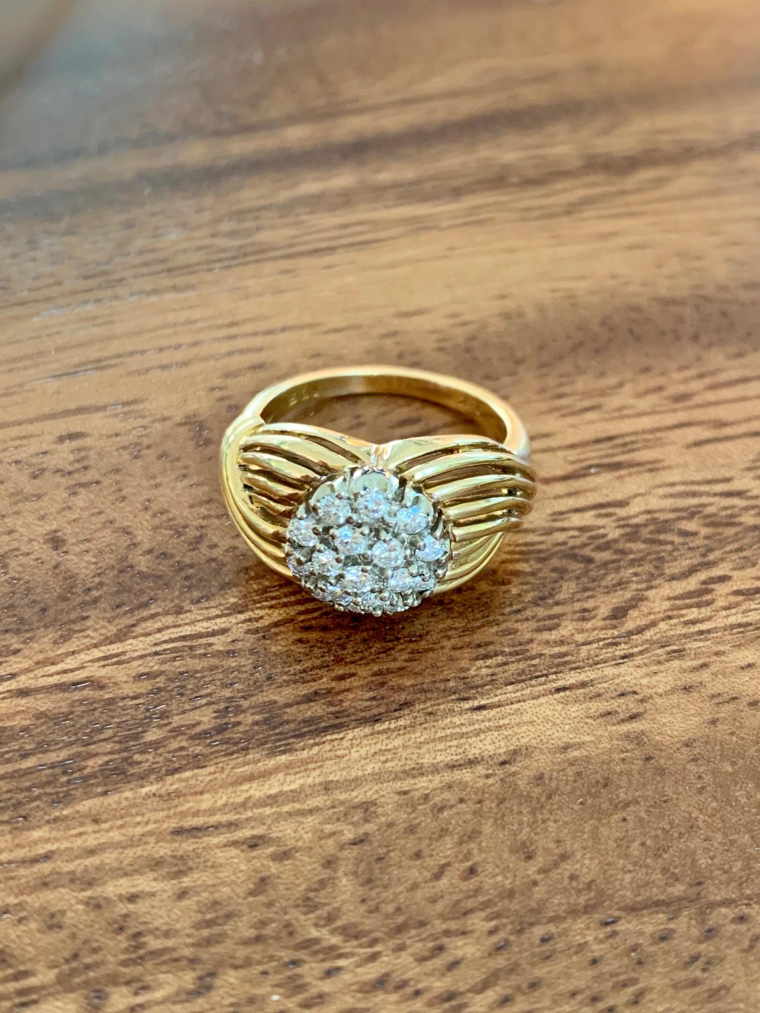 Modern Brilliant Cut Diamond 18 Karat Yellow Gold Fashion Ring In Good Condition In St. Louis Park, MN