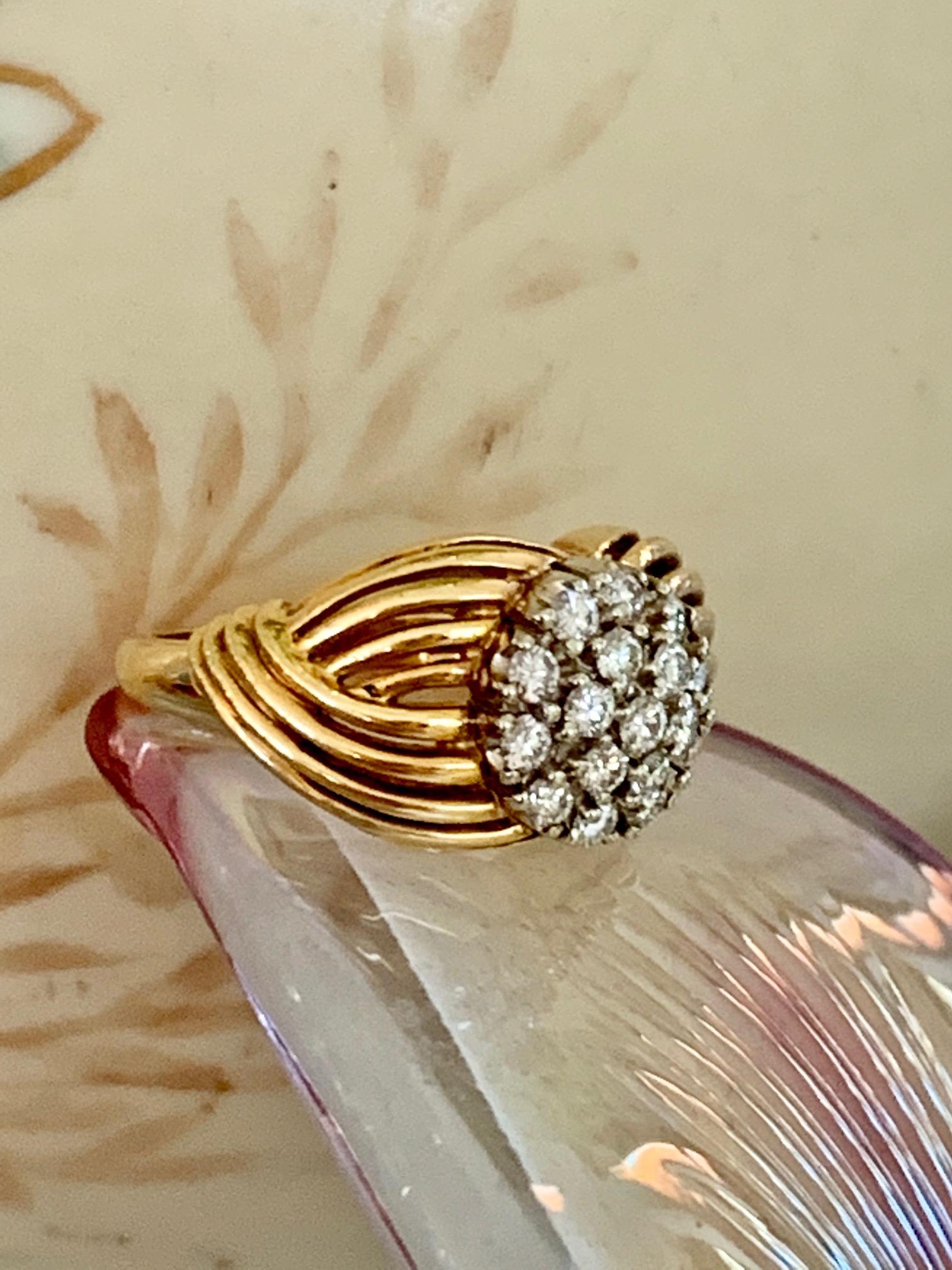 Modern Brilliant Cut Diamond 18 Karat Yellow Gold Fashion Ring 2