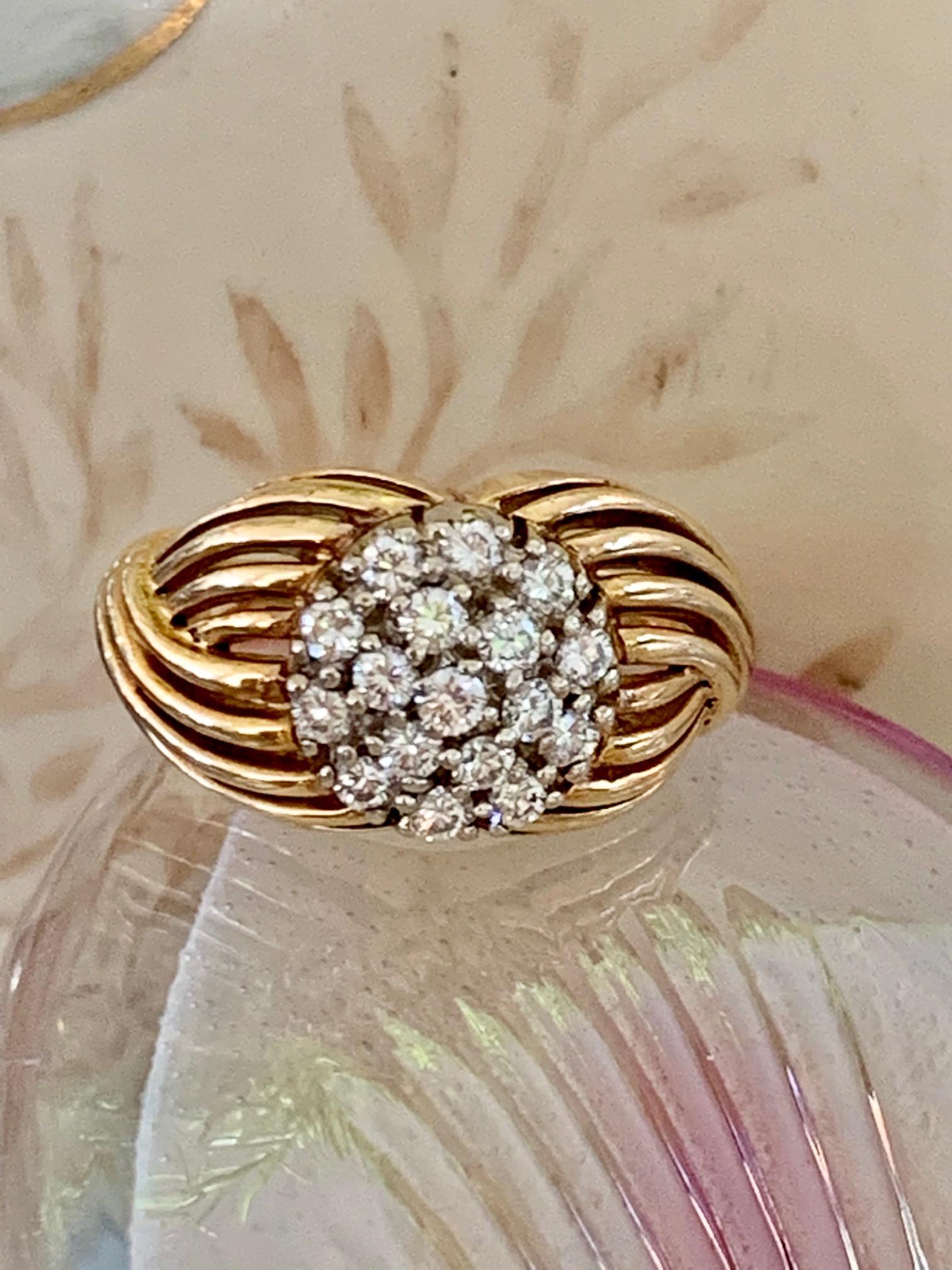 Modern Brilliant Cut Diamond 18 Karat Yellow Gold Fashion Ring 4