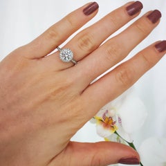 Modern Brilliant Cut Diamond and Platinum Halo Ring, 1.00 Carat