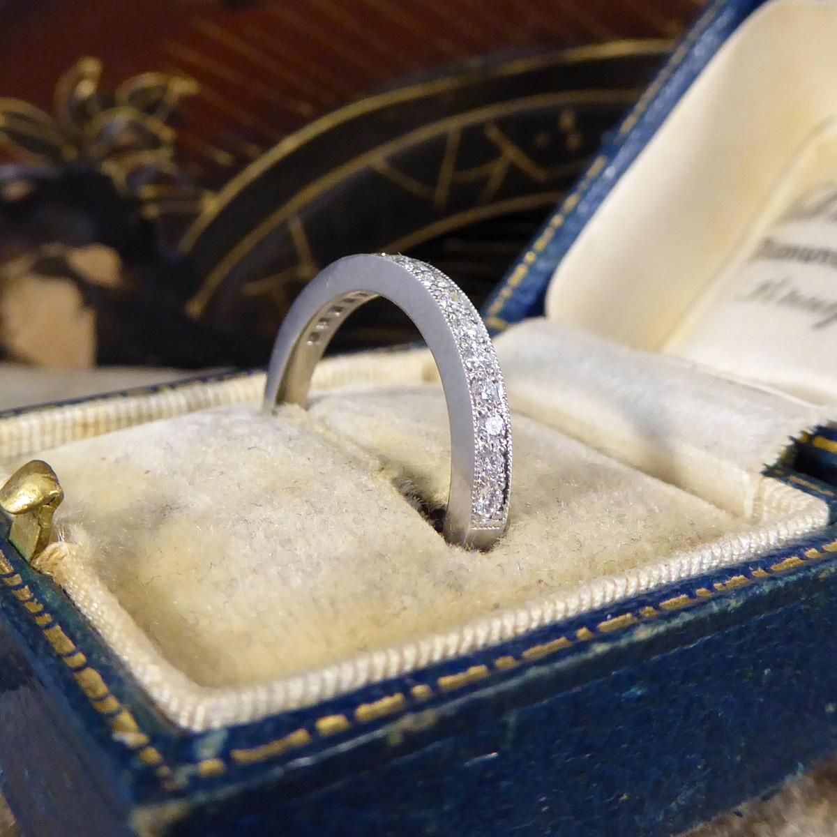 Modern Brilliant Cut Diamond Channel Set Half Eternity Ring in Platinum For Sale 3