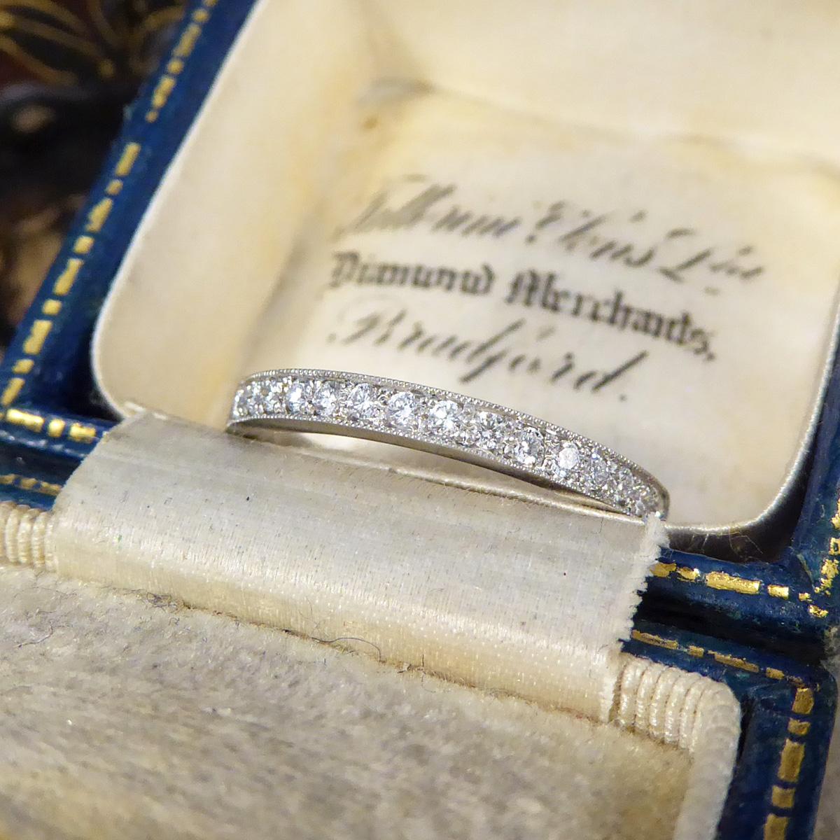 Modern Brilliant Cut Diamond Channel Set Half Eternity Ring in Platinum For Sale 4