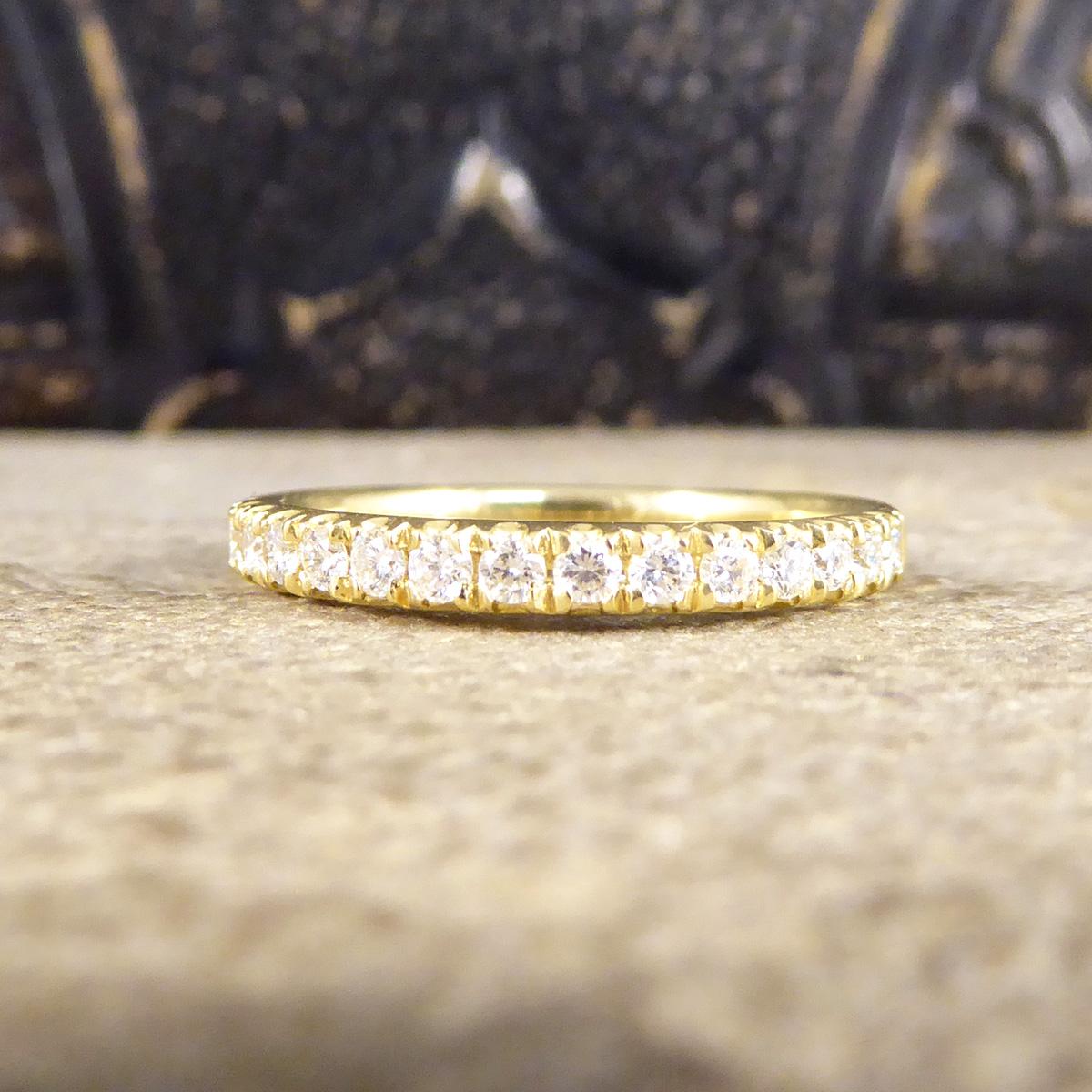 Modern Brilliant Cut Diamond Half Eternity Ring in 18ct Yellow Gold For Sale 1