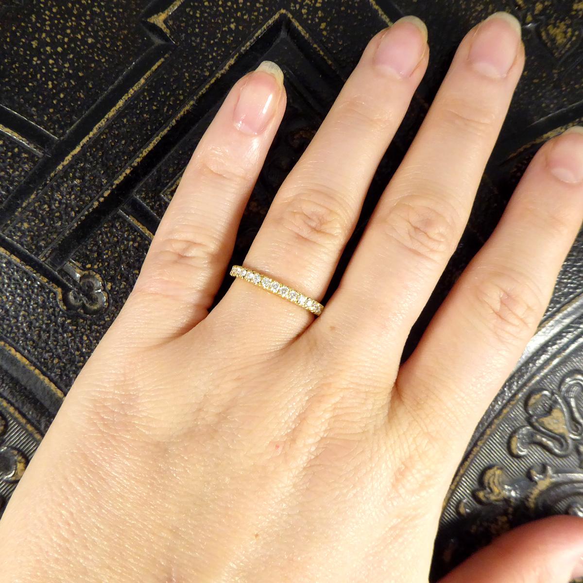 Modern Brilliant Cut Diamond Half Eternity Ring in 18ct Yellow Gold For Sale 3