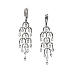 Modern Briolette Diamond And White Gold Drop Earrings, 7.92 Carats