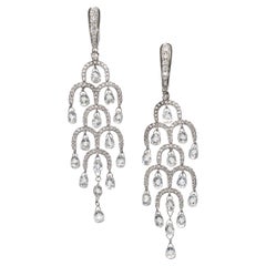Modern Briolette Diamond And White Gold Drop Earrings, 7.92 Carats