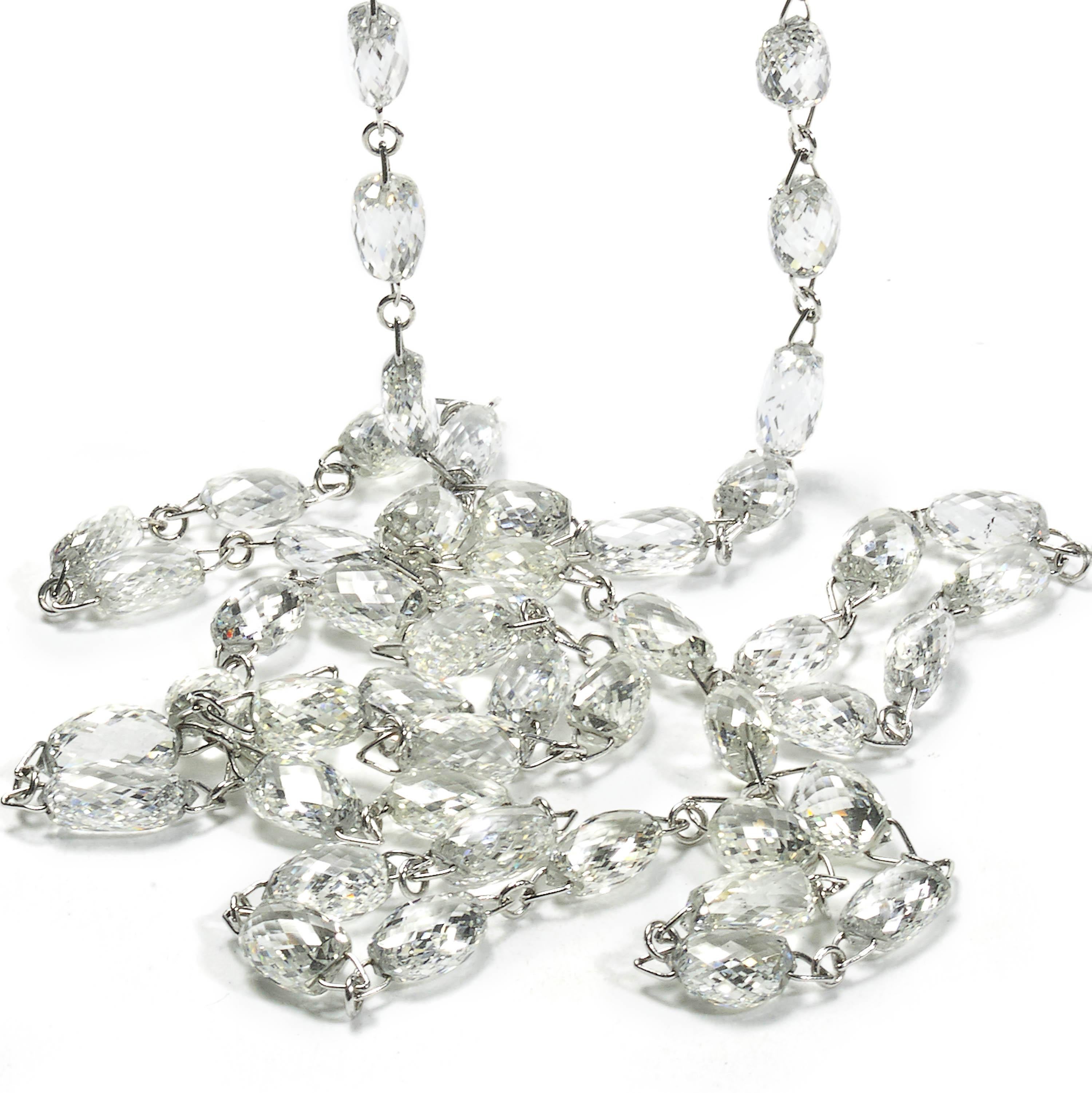 Modern Briolette Diamond and White Gold Necklace, 36.83ct In New Condition For Sale In London, GB