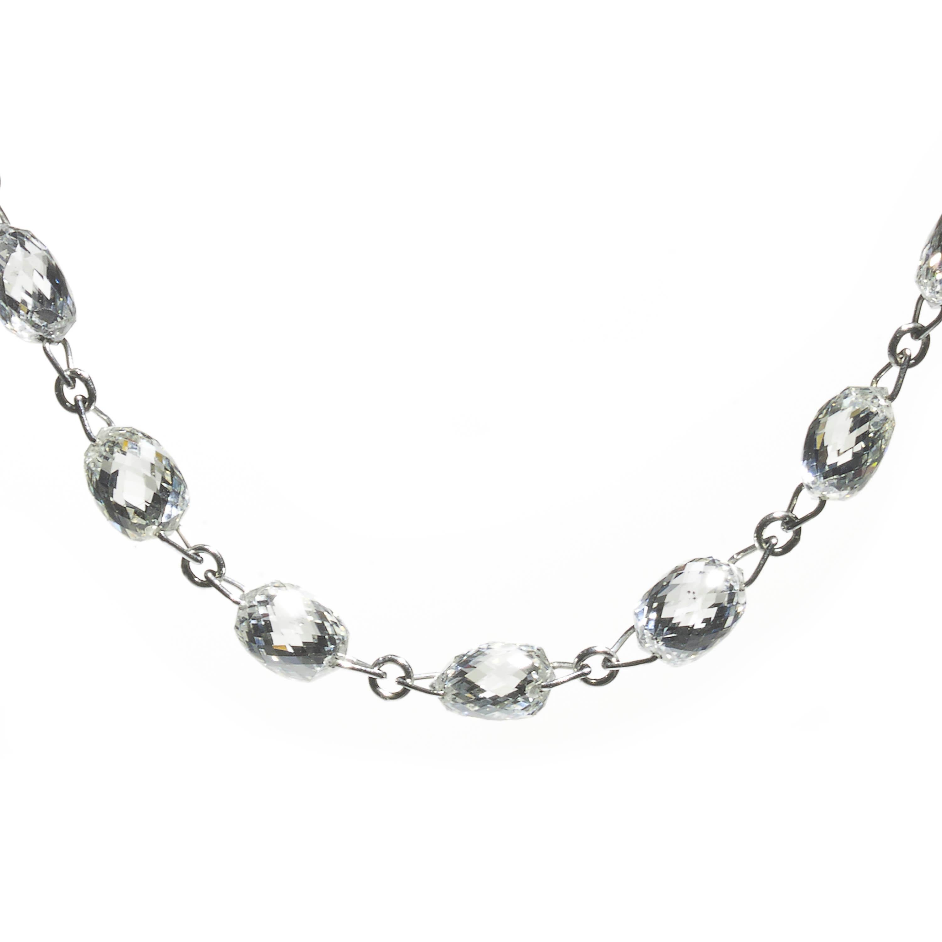 Women's Modern Briolette Diamond and White Gold Necklace, 36.83ct For Sale