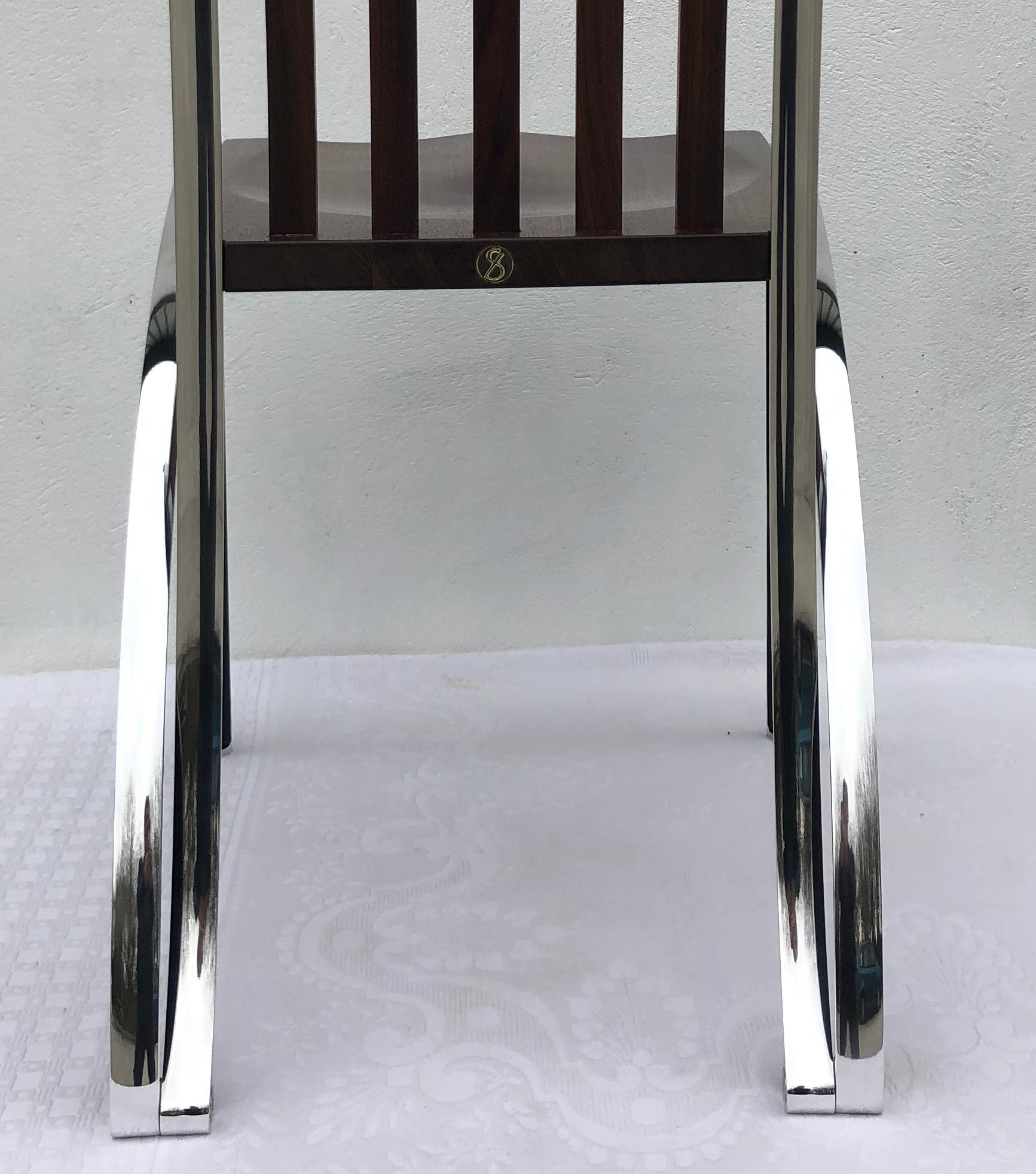 Aluminum Contemporary Walnut and Aluminium Dining Chair For Sale