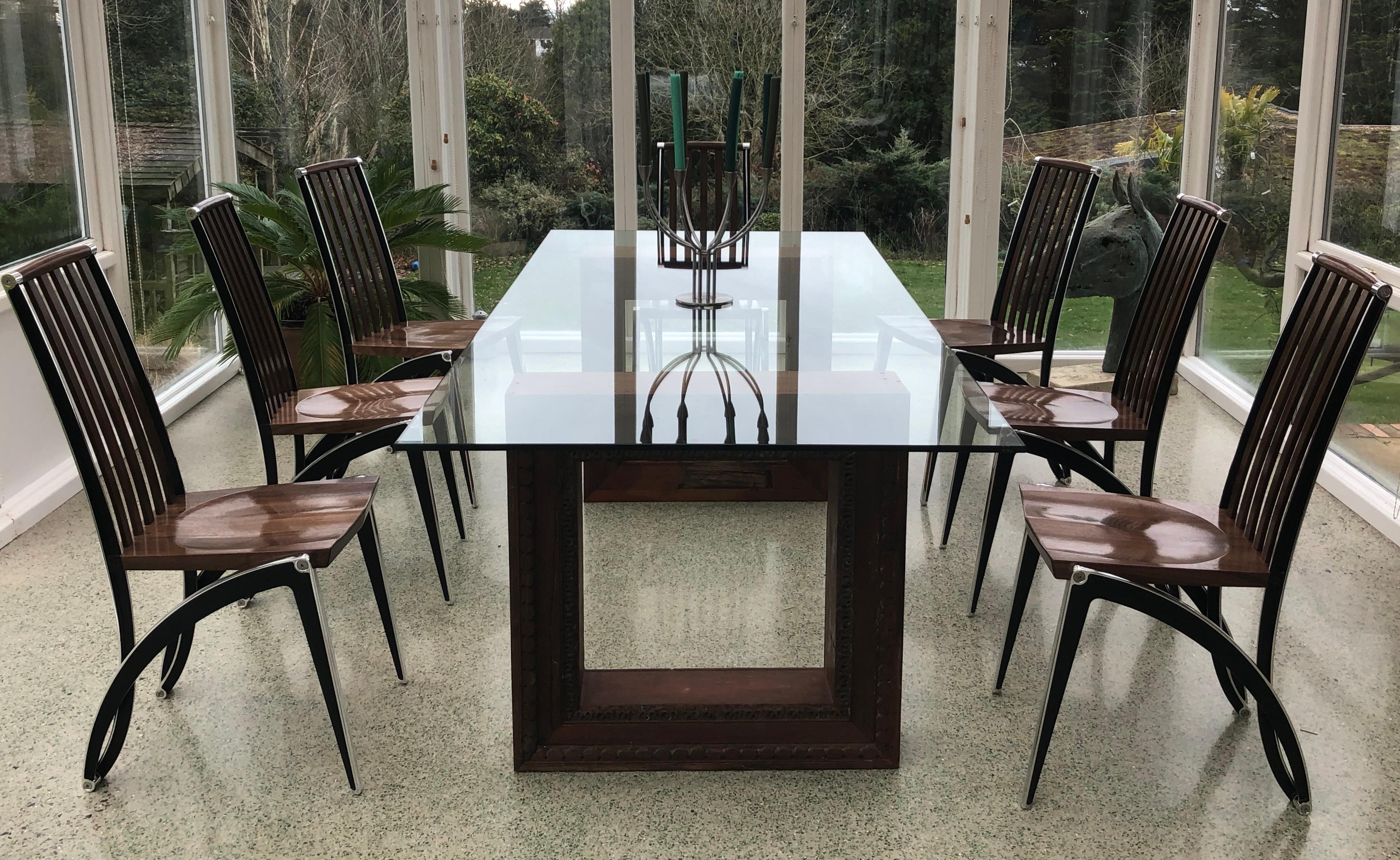 Contemporary Walnut and Aluminium Dining Chair For Sale 5